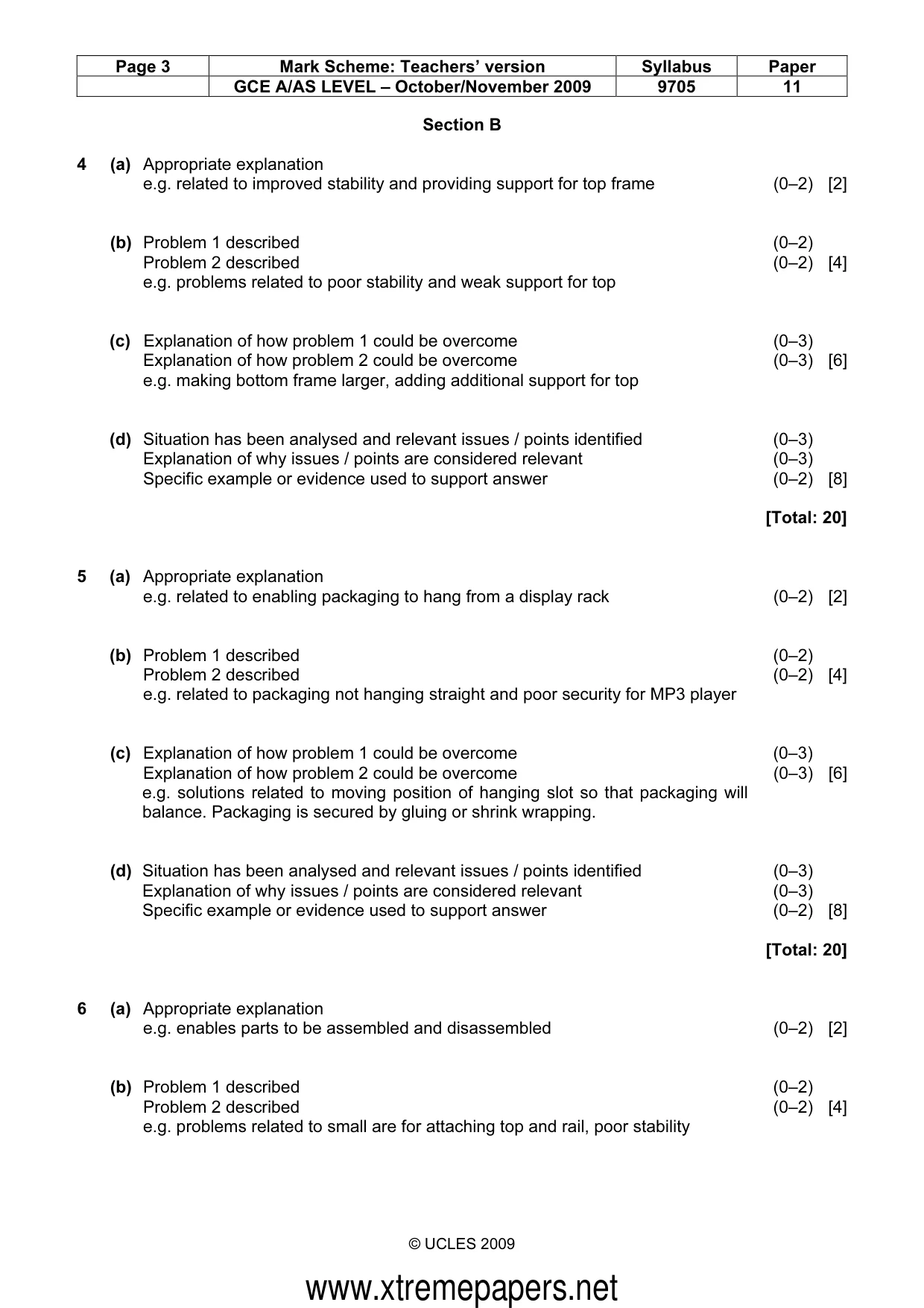 Mark scheme, page 3 of 4