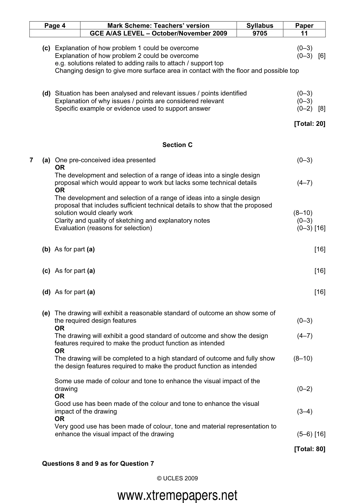 Mark scheme, page 4 of 4