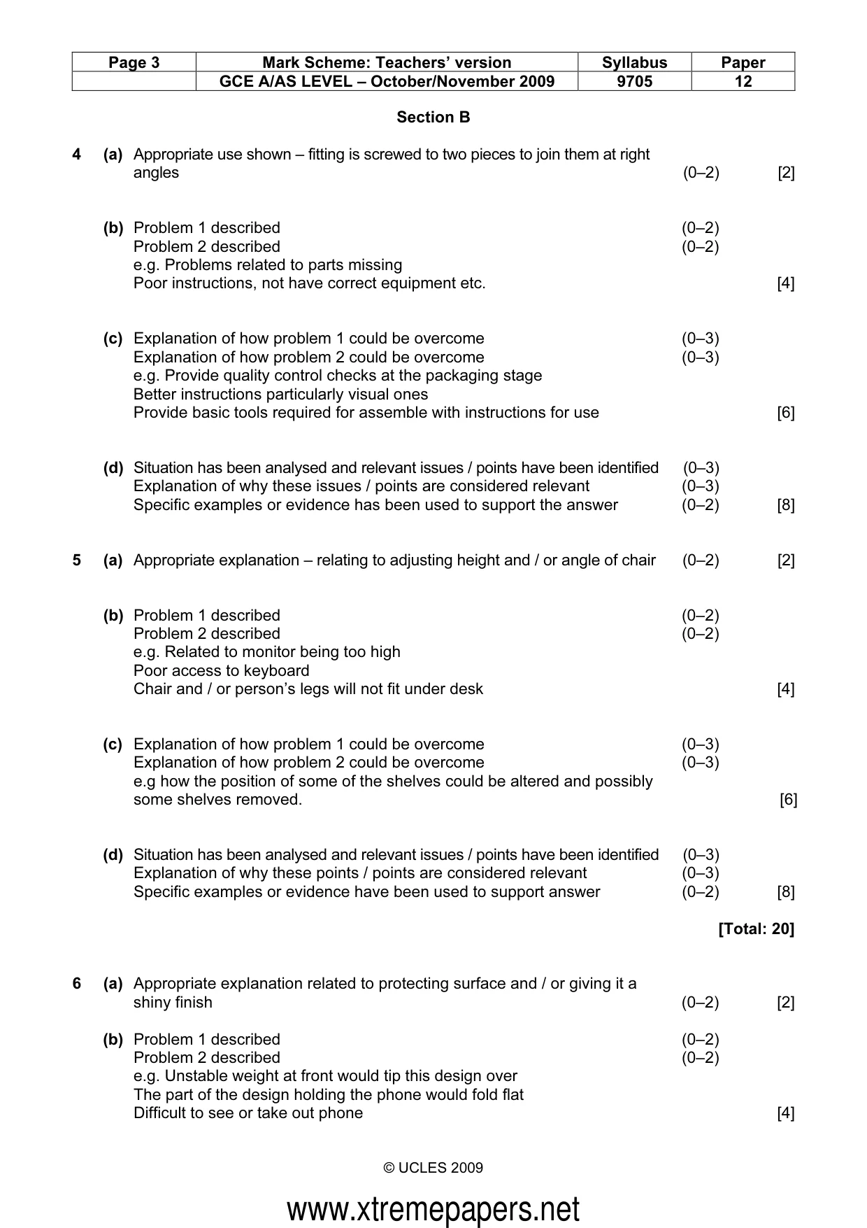 Mark scheme, page 3 of 4