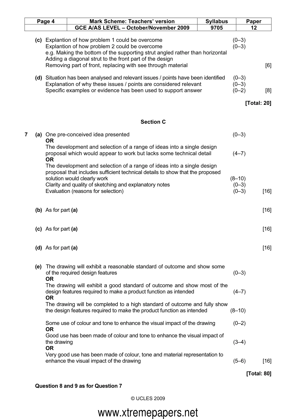 Mark scheme, page 4 of 4