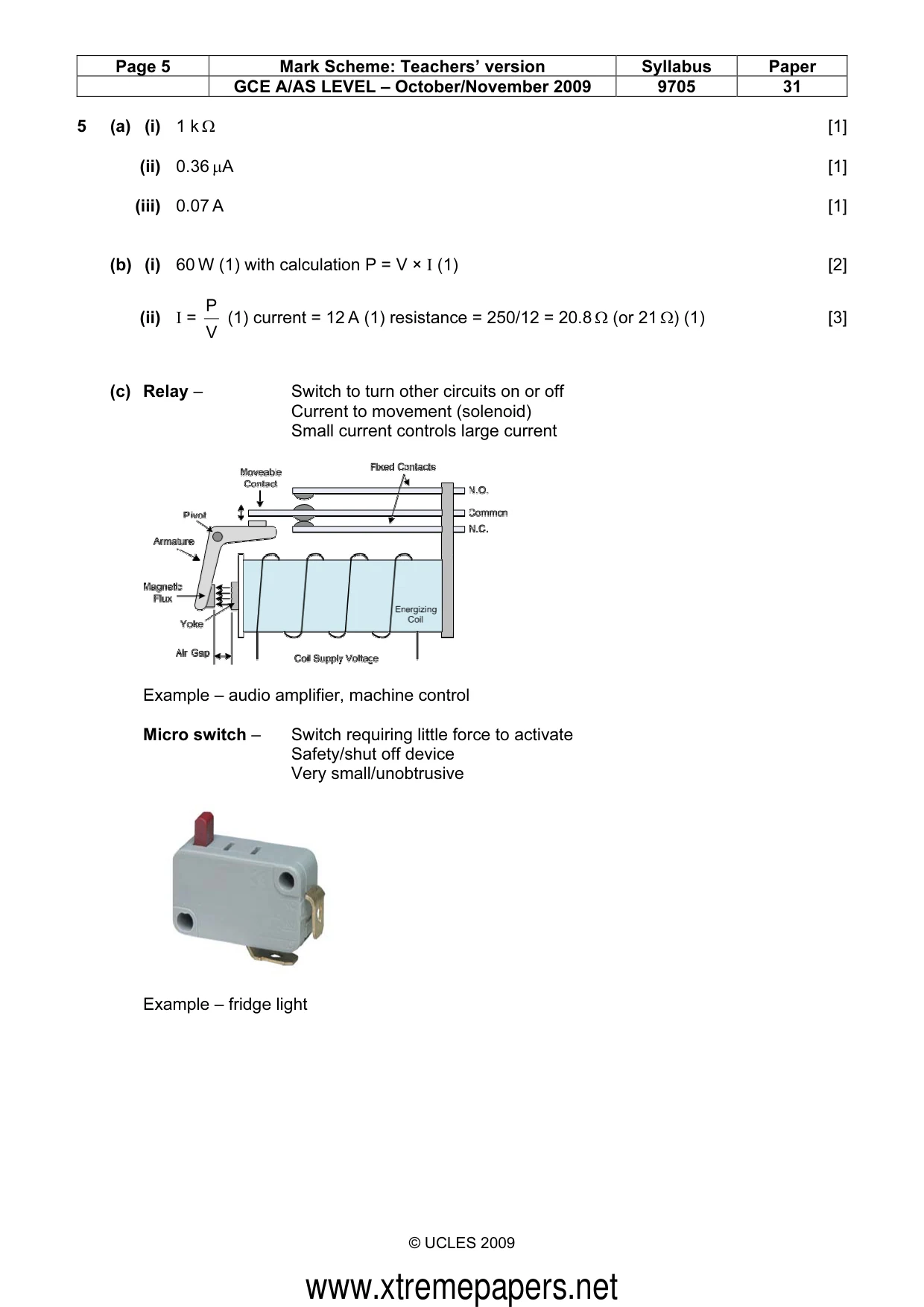 Mark scheme, page 5 of 7