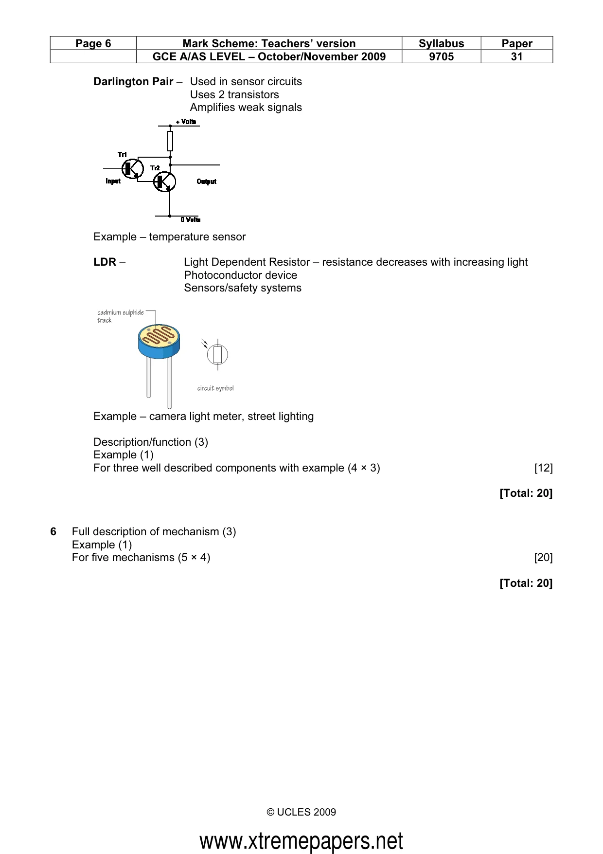 Mark scheme, page 6 of 7