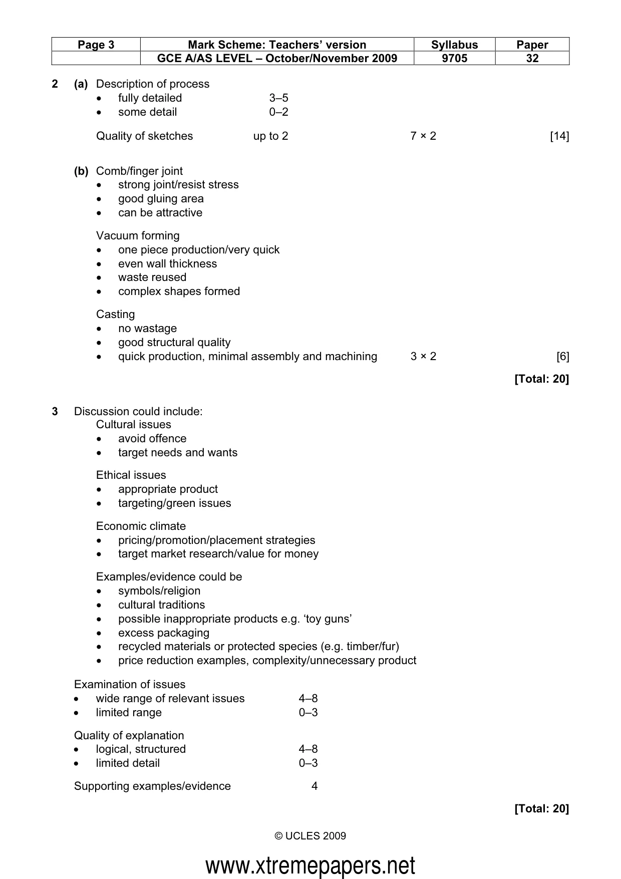 Mark scheme, page 3 of 6