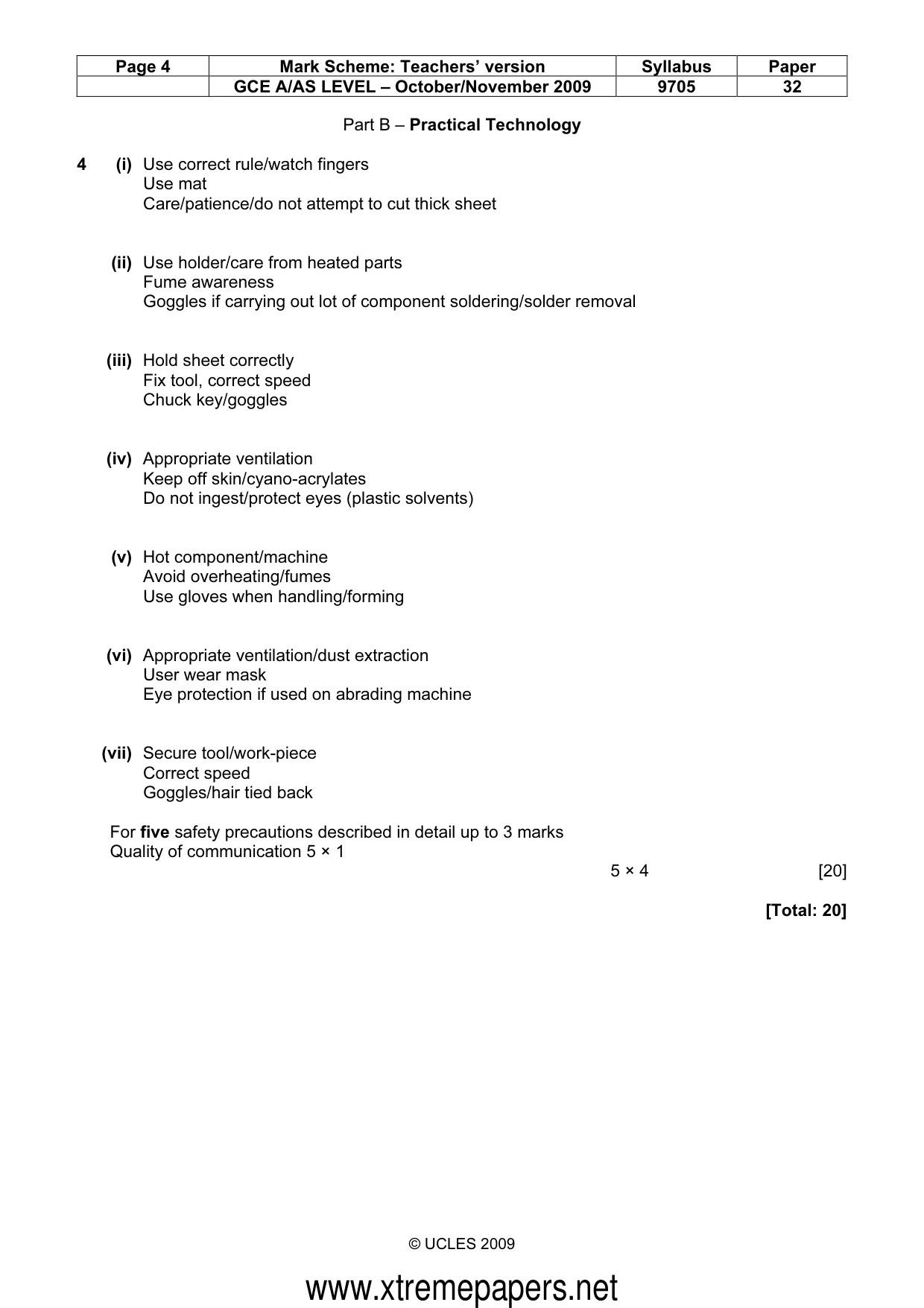 Mark scheme, page 4 of 6