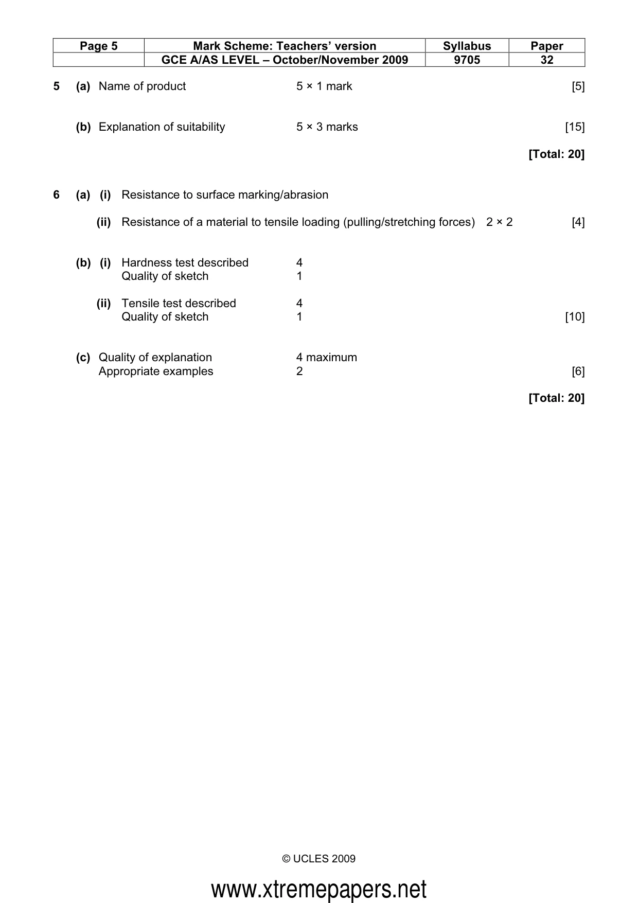 Mark scheme, page 5 of 6