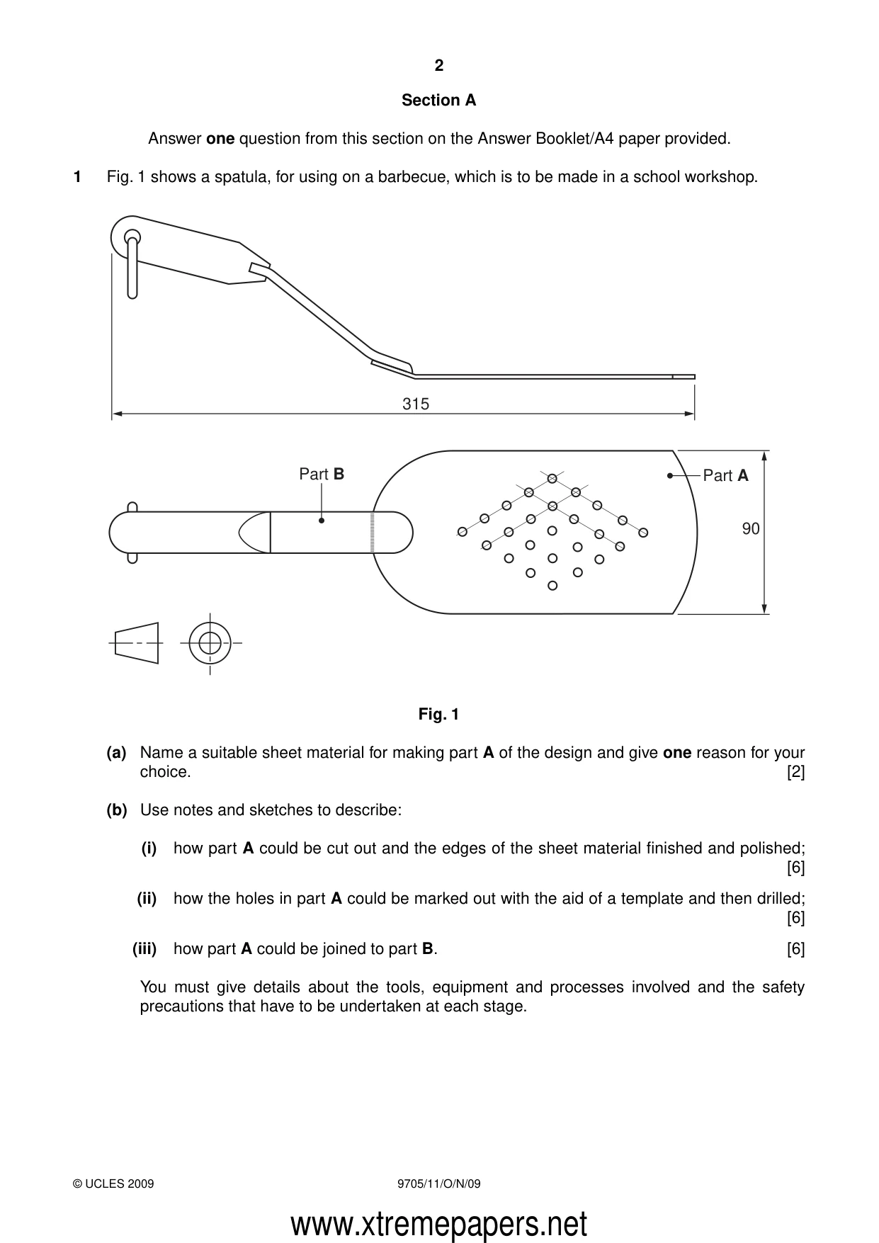 Cambridge A Level Design and Technology 9705 2009 Oct/Nov Paper 1 · Variant 1 question paper, page 2 of 12