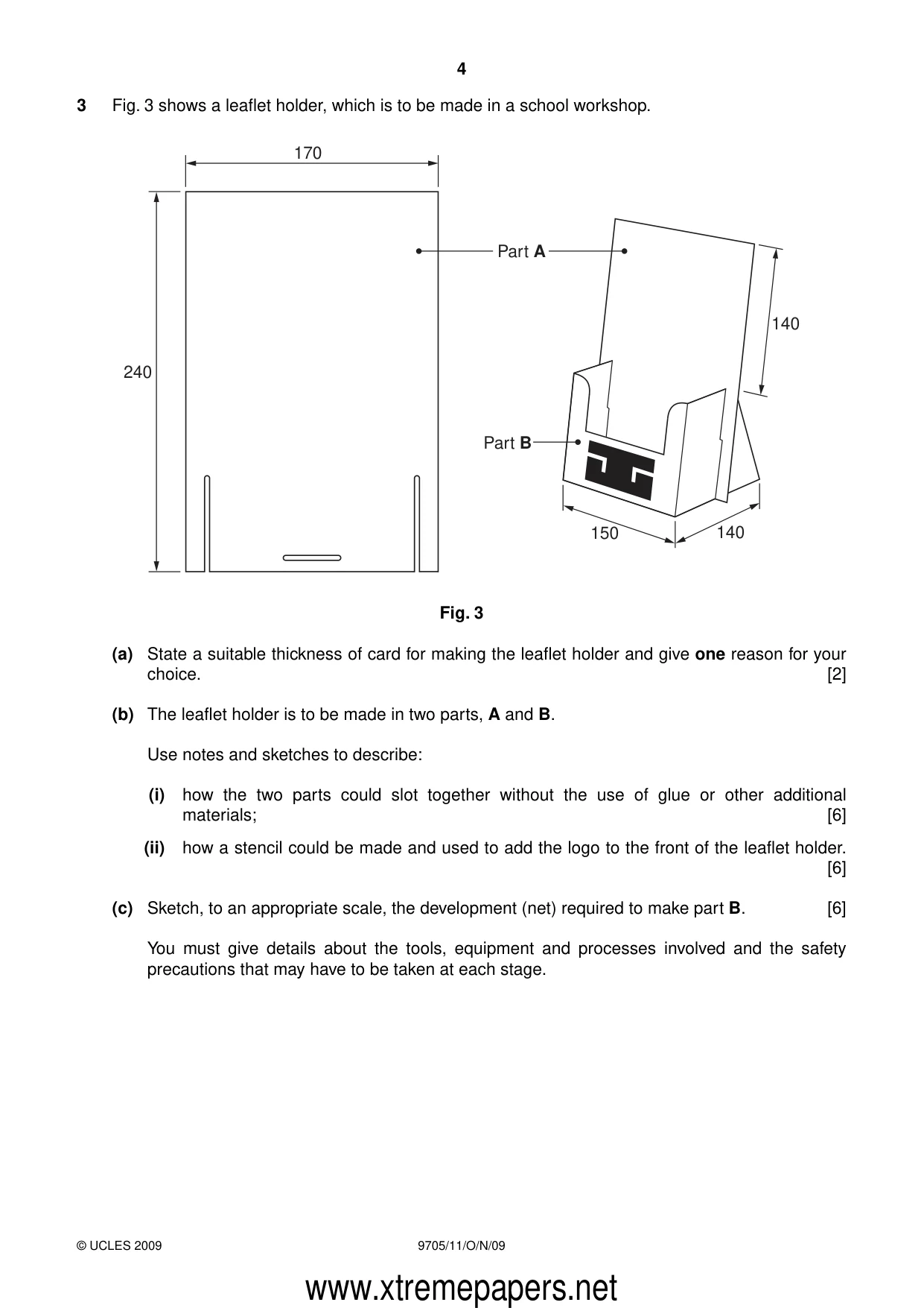 Cambridge A Level Design and Technology 9705 2009 Oct/Nov Paper 1 · Variant 1 question paper, page 4 of 12