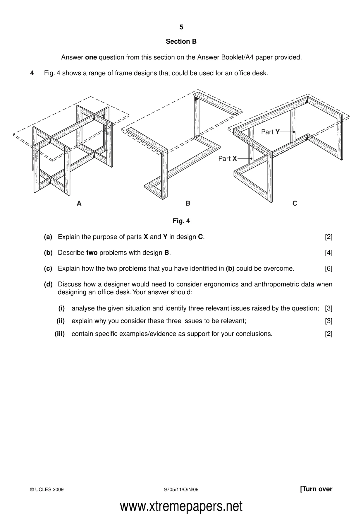 Cambridge A Level Design and Technology 9705 2009 Oct/Nov Paper 1 · Variant 1 question paper, page 5 of 12