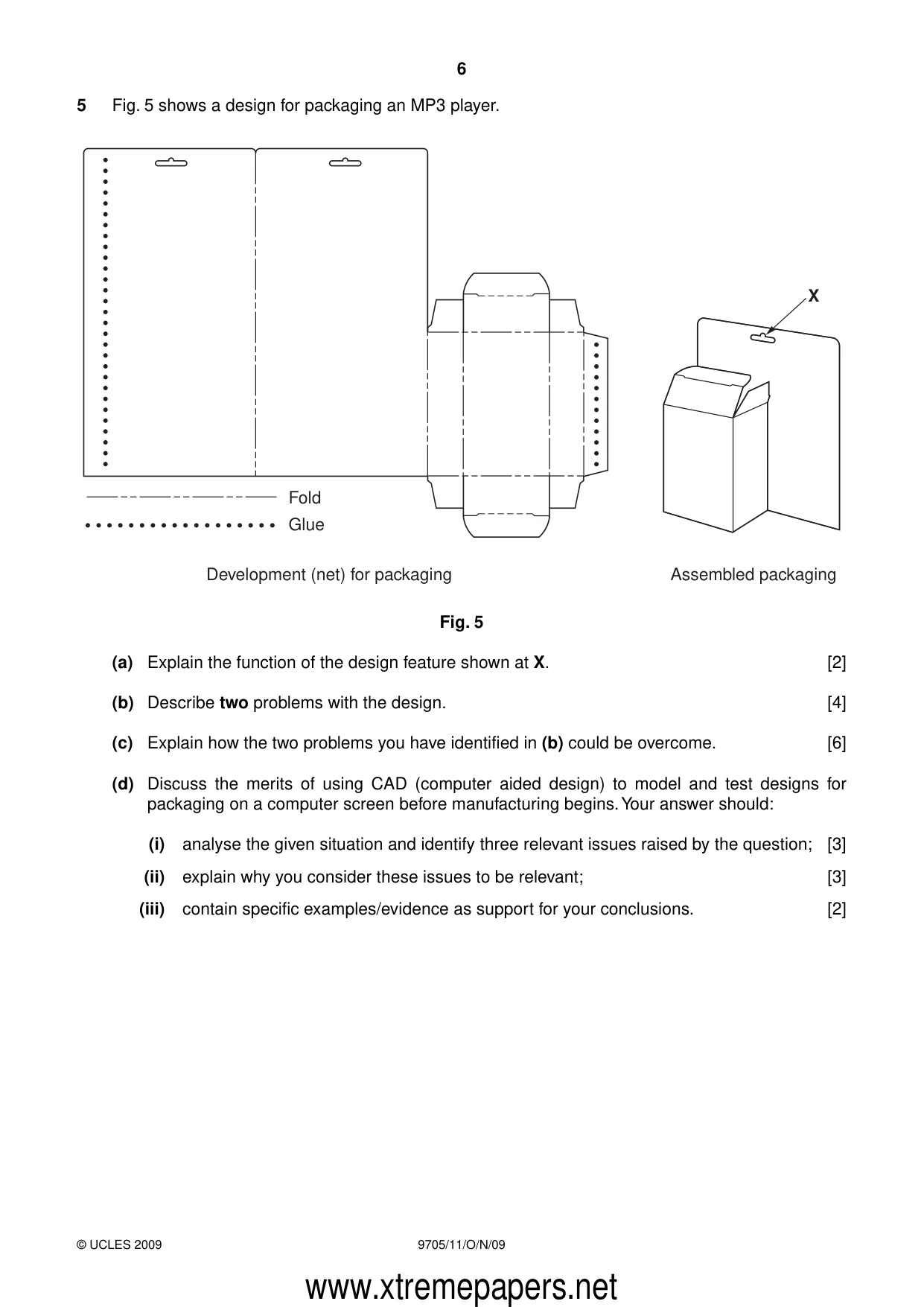 Cambridge A Level Design and Technology 9705 2009 Oct/Nov Paper 1 · Variant 1 question paper, page 6 of 12