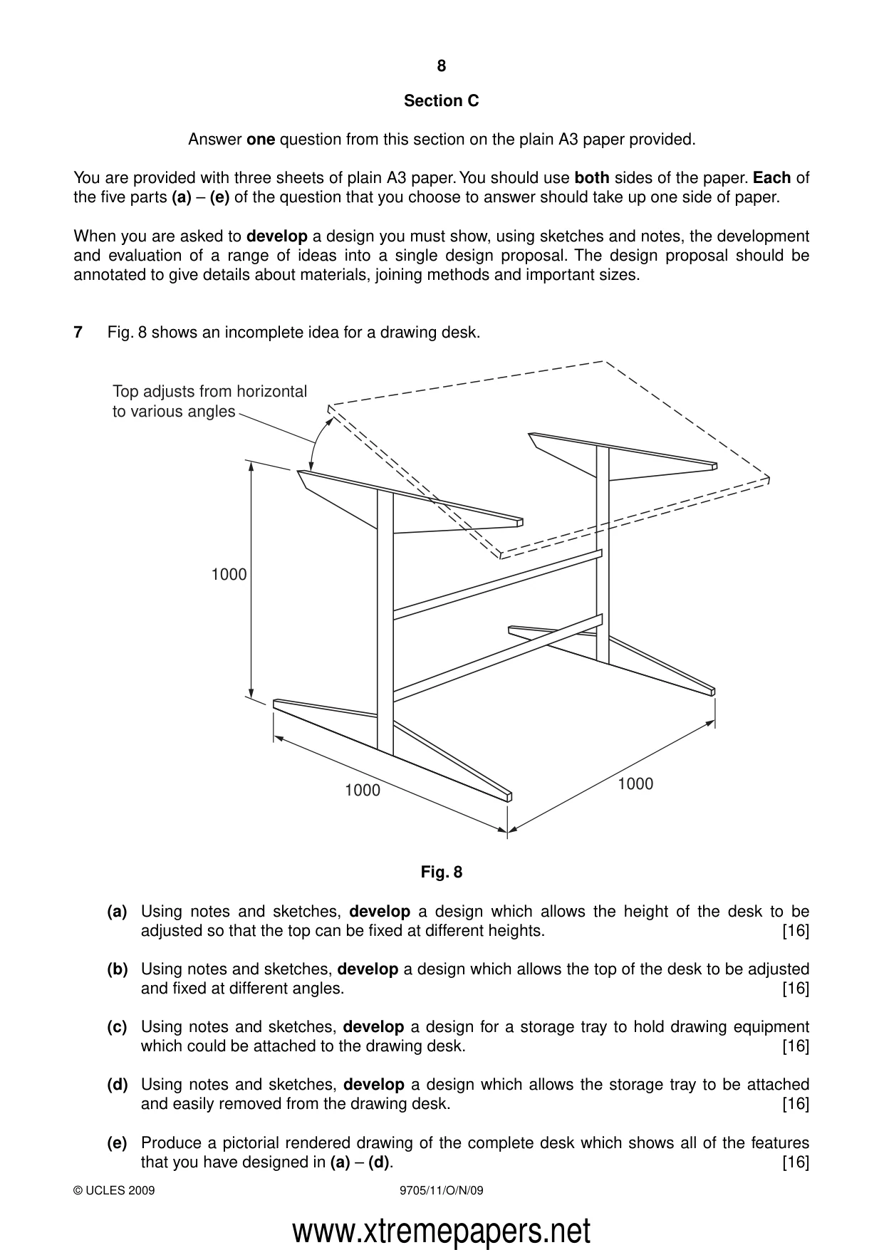 Cambridge A Level Design and Technology 9705 2009 Oct/Nov Paper 1 · Variant 1 question paper, page 8 of 12