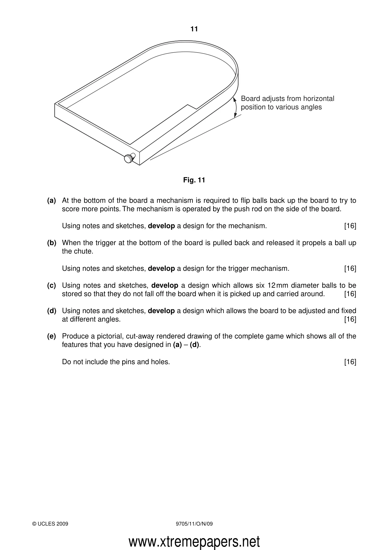 Cambridge A Level Design and Technology 9705 2009 Oct/Nov Paper 1 · Variant 1 question paper, page 11 of 12