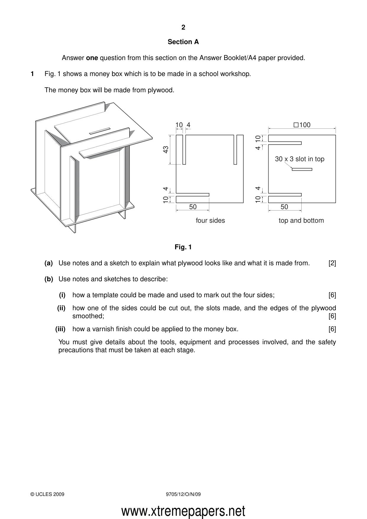 Cambridge A Level Design and Technology 9705 2009 Oct/Nov Paper 1 · Variant 2 question paper, page 2 of 12