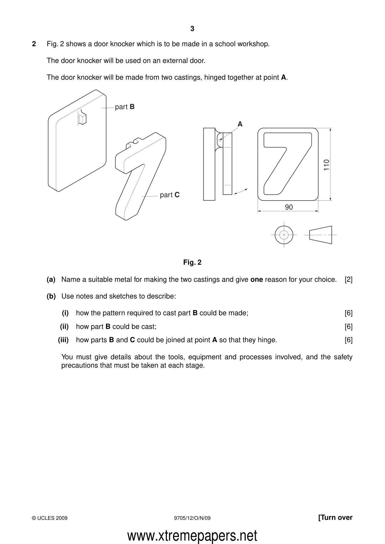 Cambridge A Level Design and Technology 9705 2009 Oct/Nov Paper 1 · Variant 2 question paper, page 3 of 12