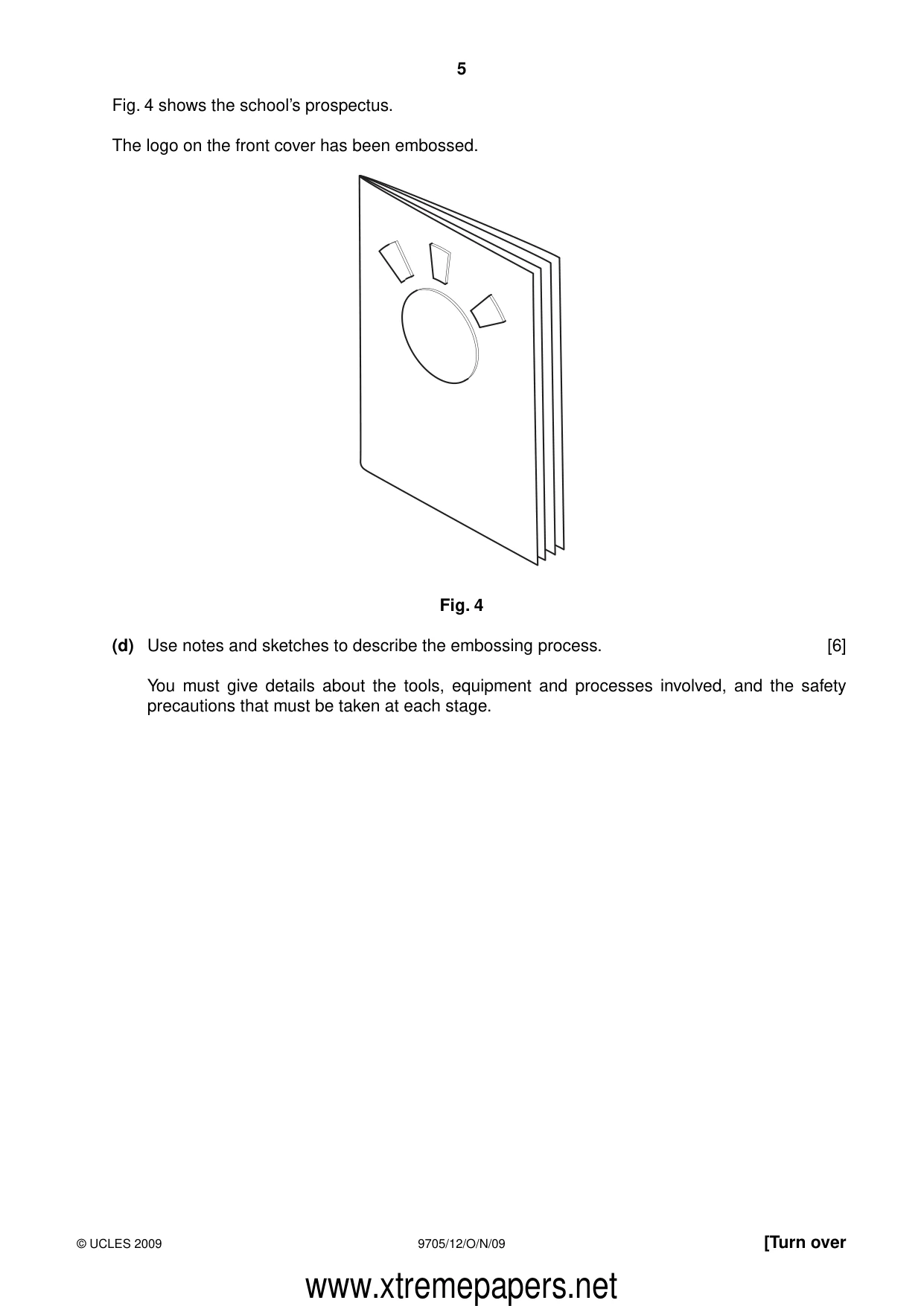 Cambridge A Level Design and Technology 9705 2009 Oct/Nov Paper 1 · Variant 2 question paper, page 5 of 12