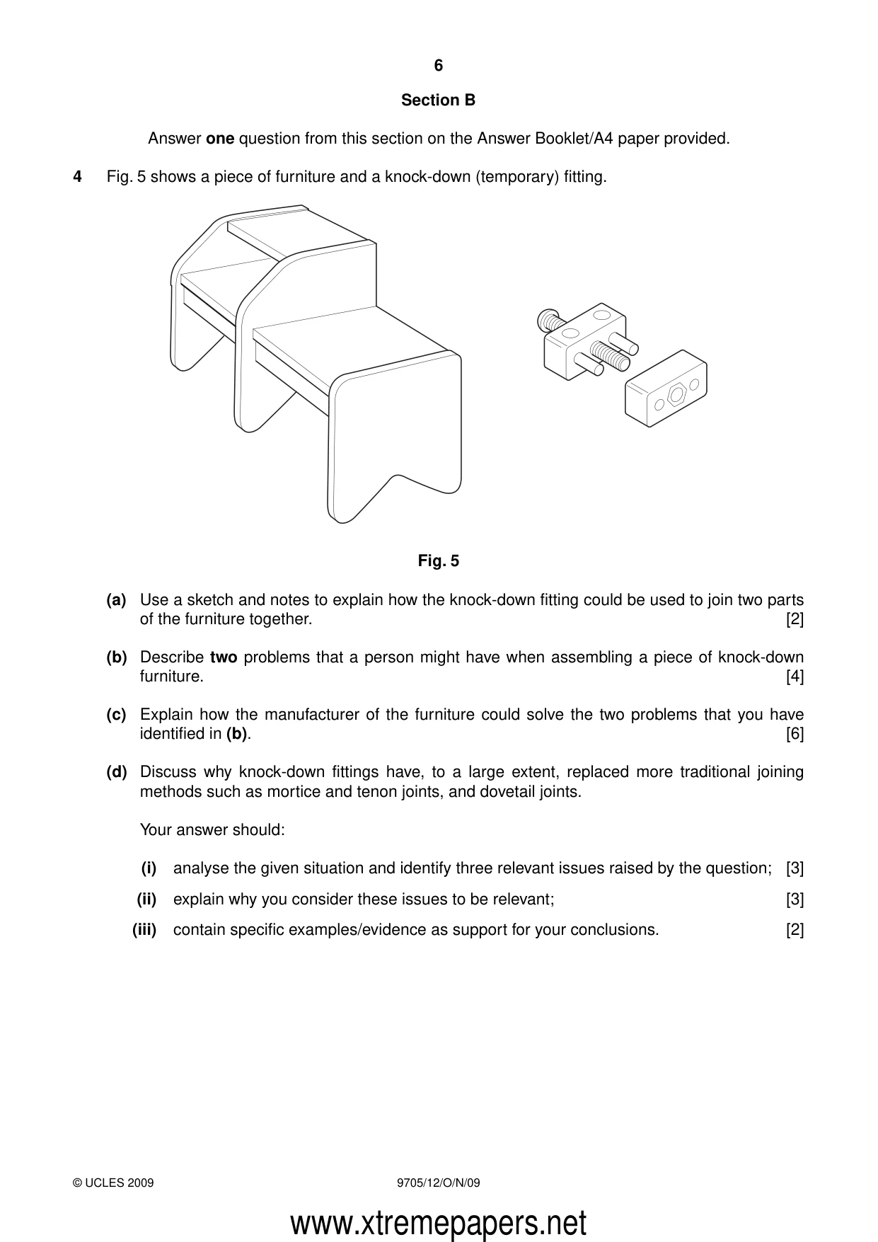 Cambridge A Level Design and Technology 9705 2009 Oct/Nov Paper 1 · Variant 2 question paper, page 6 of 12