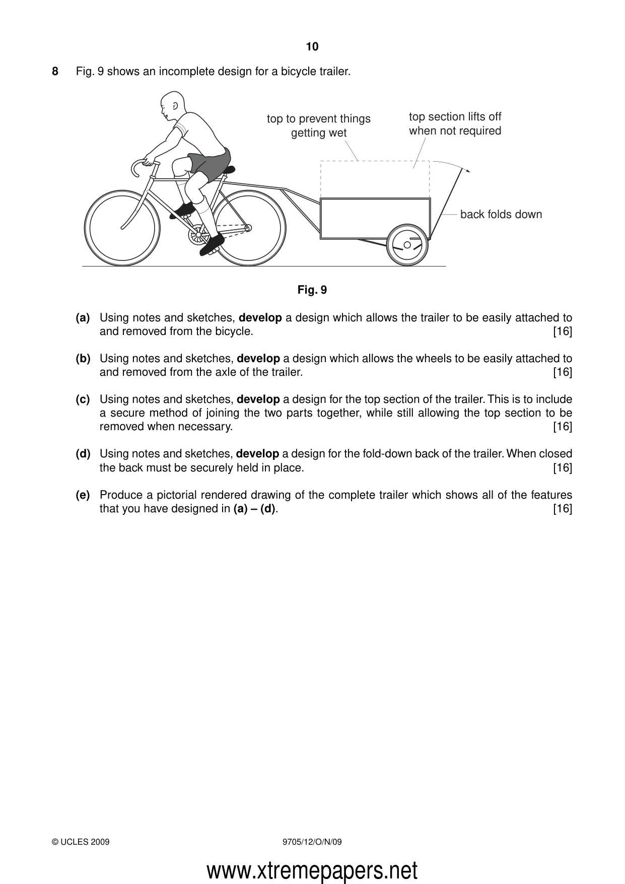 Cambridge A Level Design and Technology 9705 2009 Oct/Nov Paper 1 · Variant 2 question paper, page 10 of 12