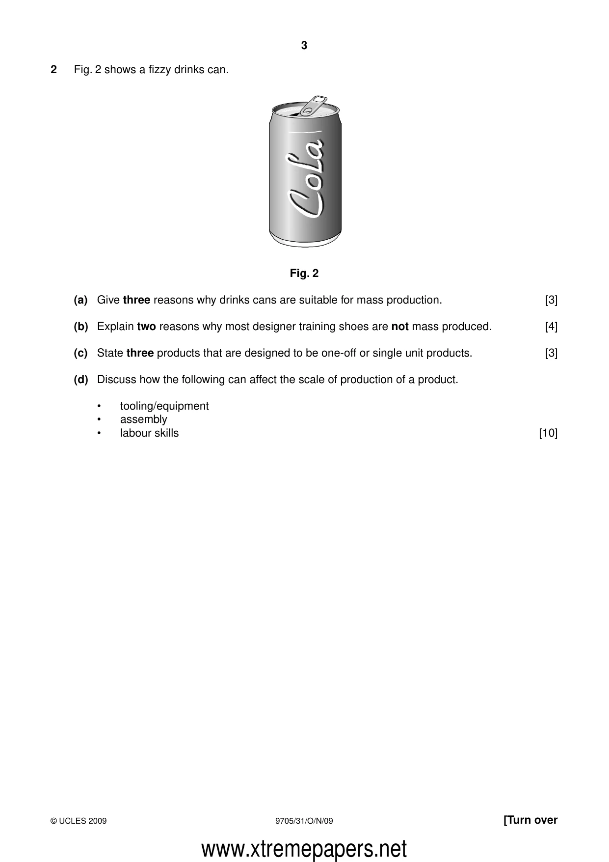 Cambridge A Level Design and Technology 9705 2009 Oct/Nov Paper 3 · Variant 1 question paper, page 3 of 12