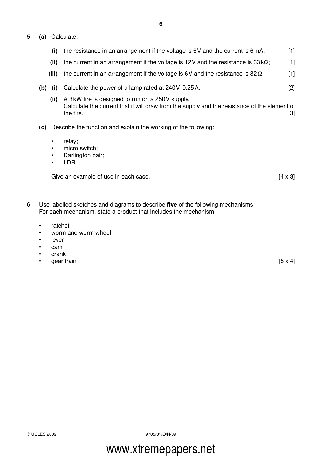 Cambridge A Level Design and Technology 9705 2009 Oct/Nov Paper 3 · Variant 1 question paper, page 6 of 12