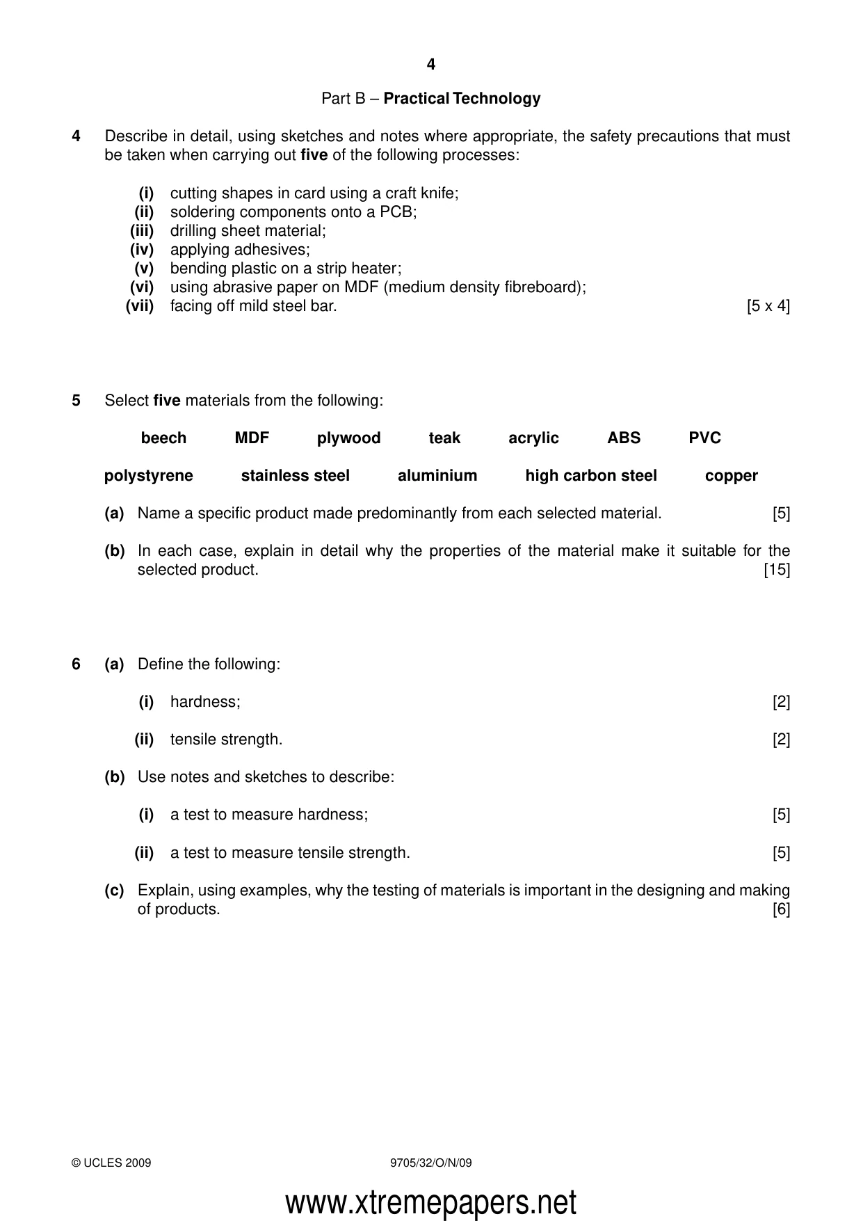 Cambridge A Level Design and Technology 9705 2009 Oct/Nov Paper 3 · Variant 2 question paper, page 4 of 12