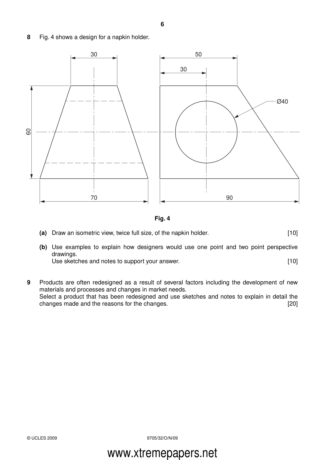 Cambridge A Level Design and Technology 9705 2009 Oct/Nov Paper 3 · Variant 2 question paper, page 6 of 12