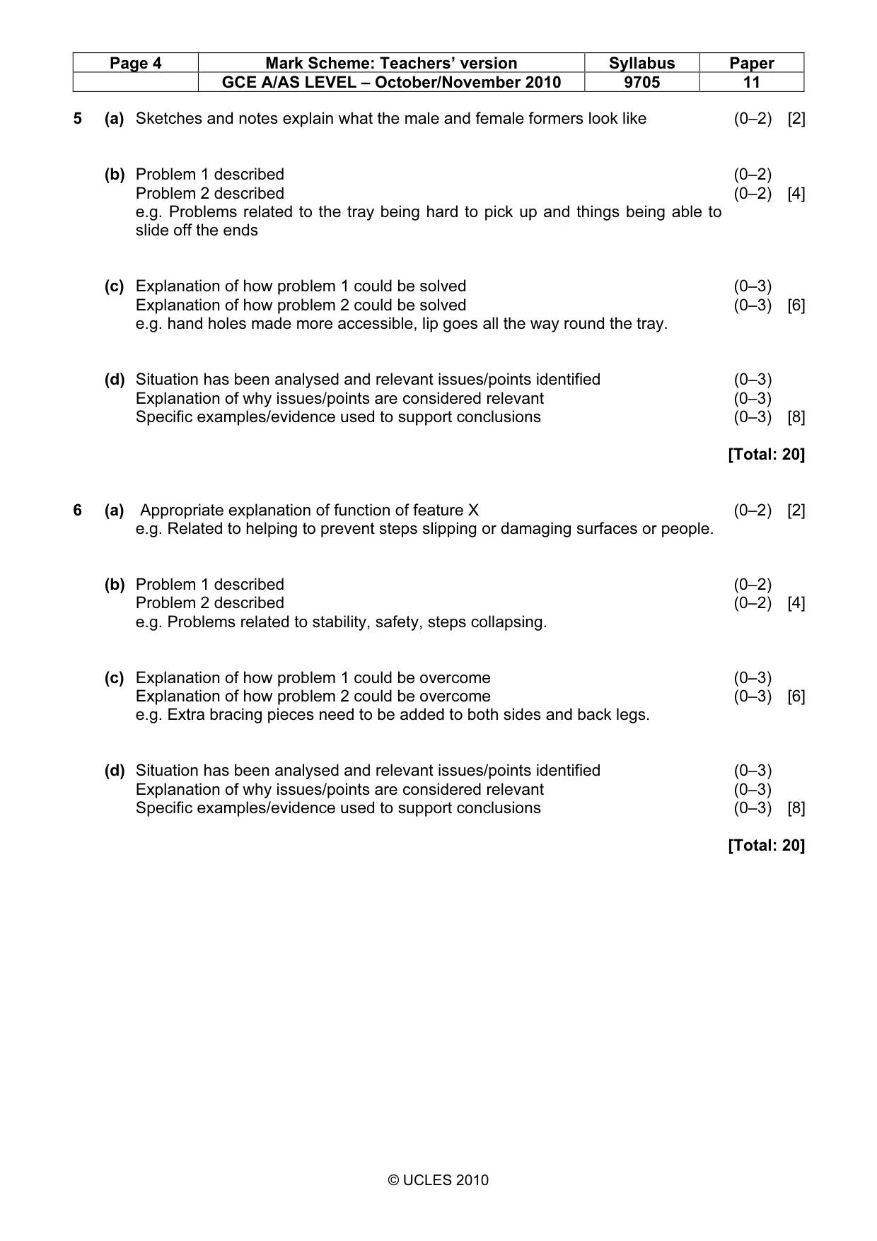 Mark scheme, page 4 of 5