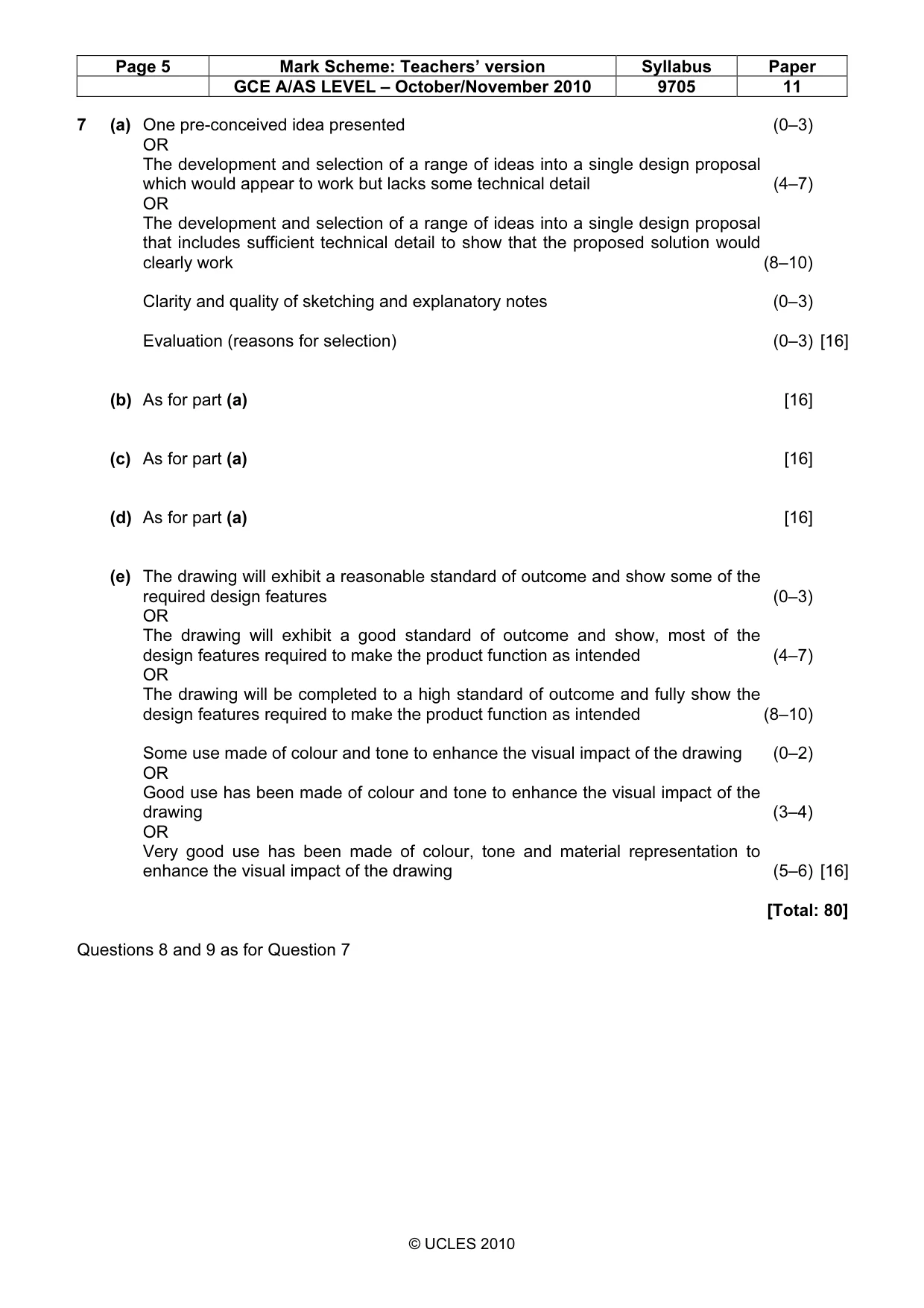 Mark scheme, page 5 of 5