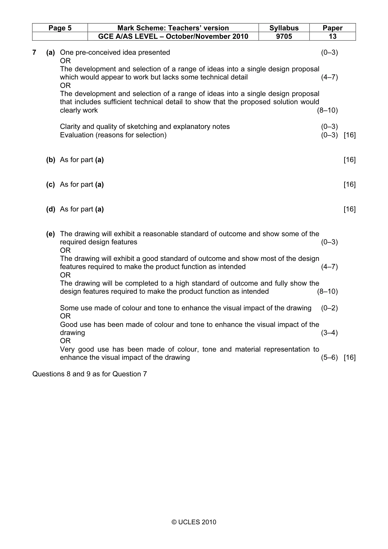 Mark scheme, page 5 of 5
