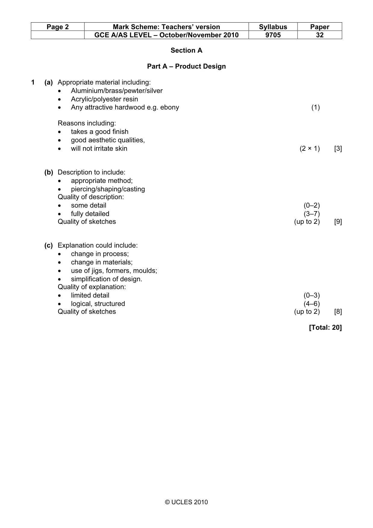 Mark scheme, page 2 of 7