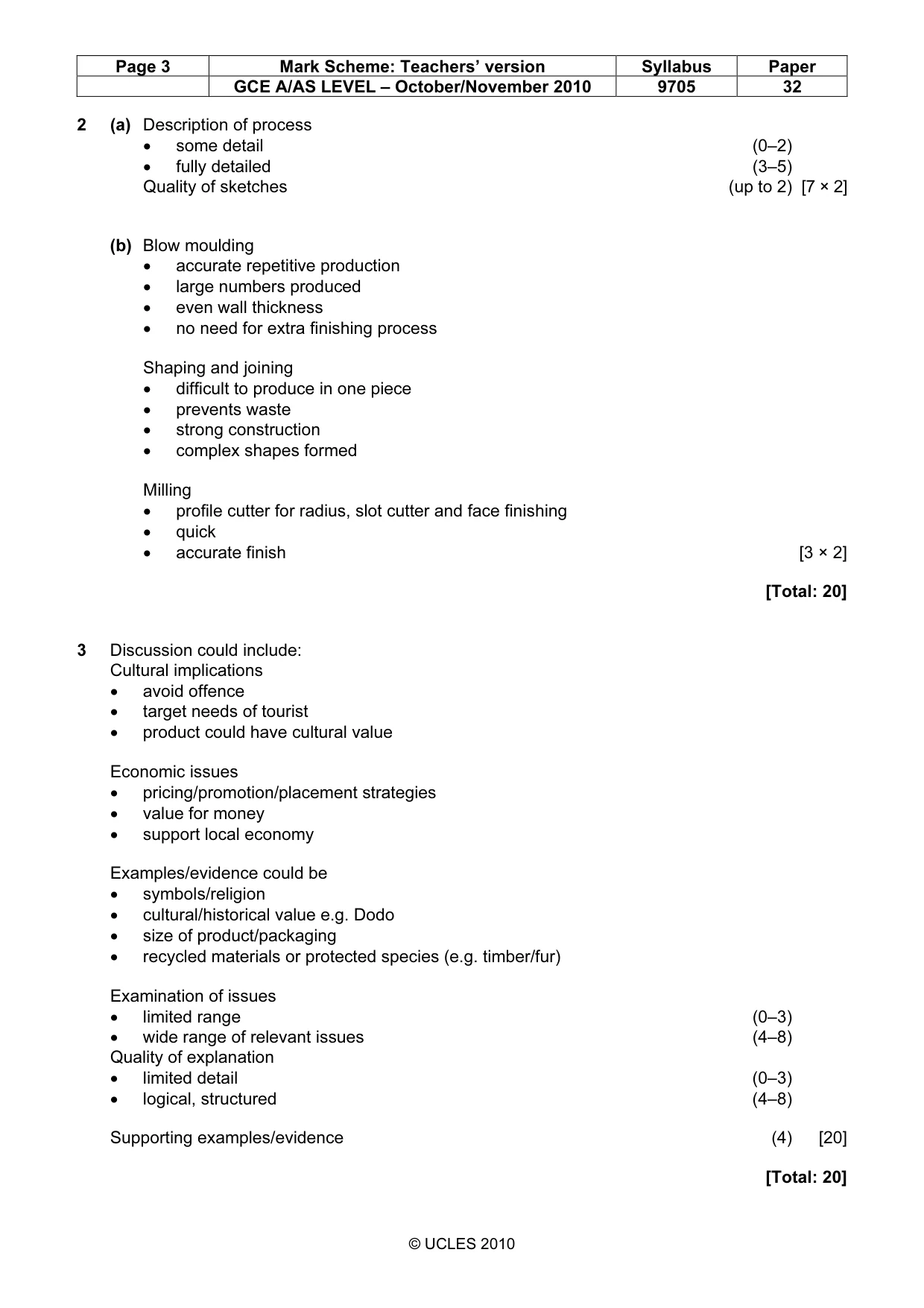 Mark scheme, page 3 of 7