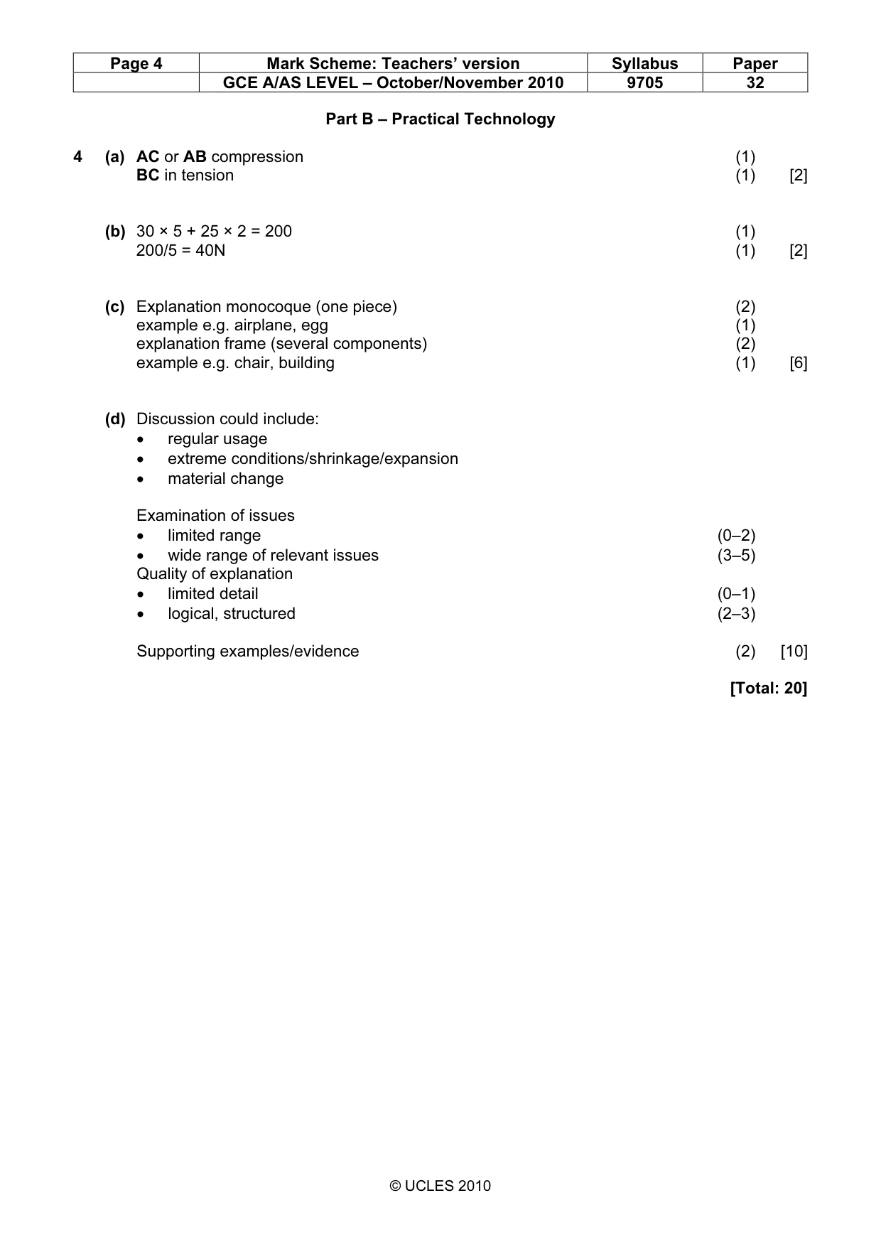 Mark scheme, page 4 of 7