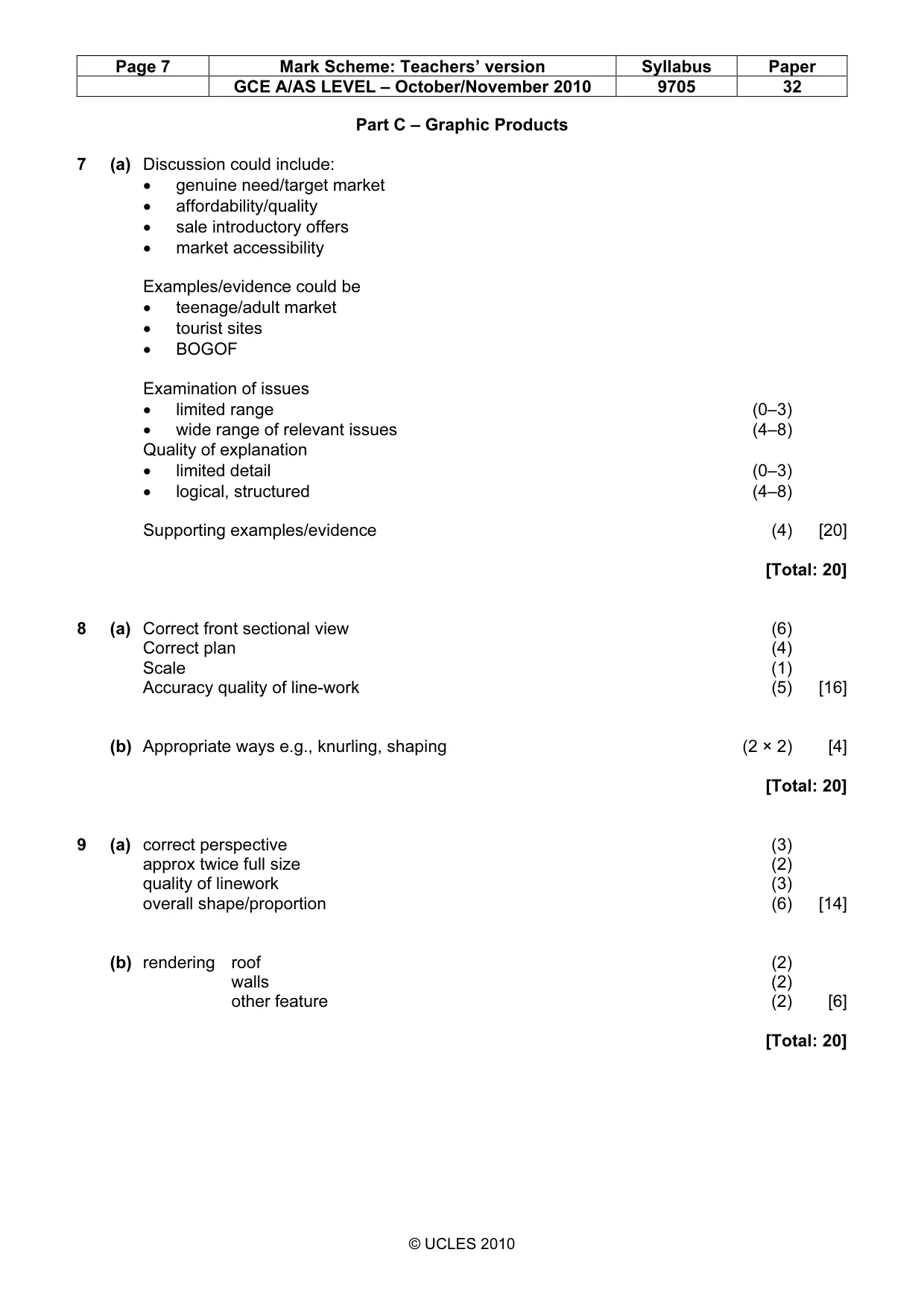 Mark scheme, page 7 of 7