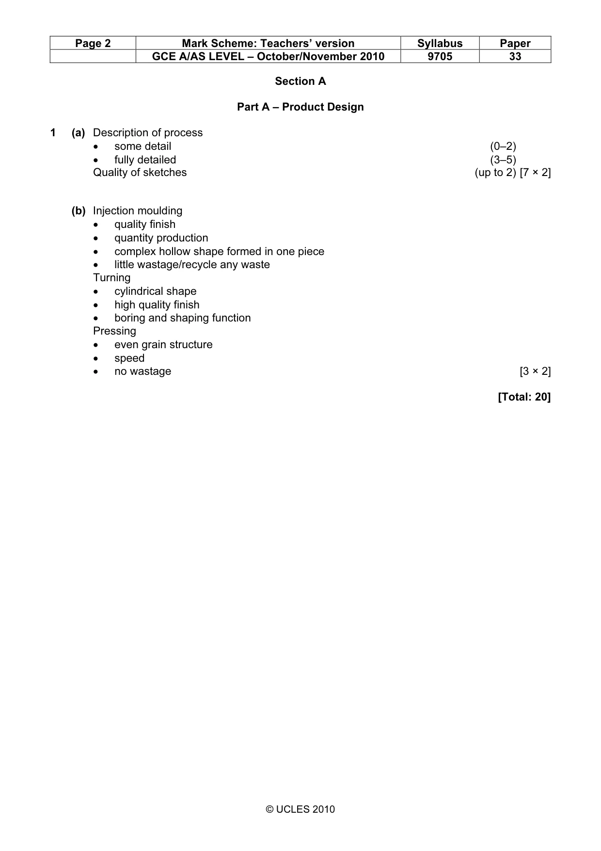 Mark scheme, page 2 of 6