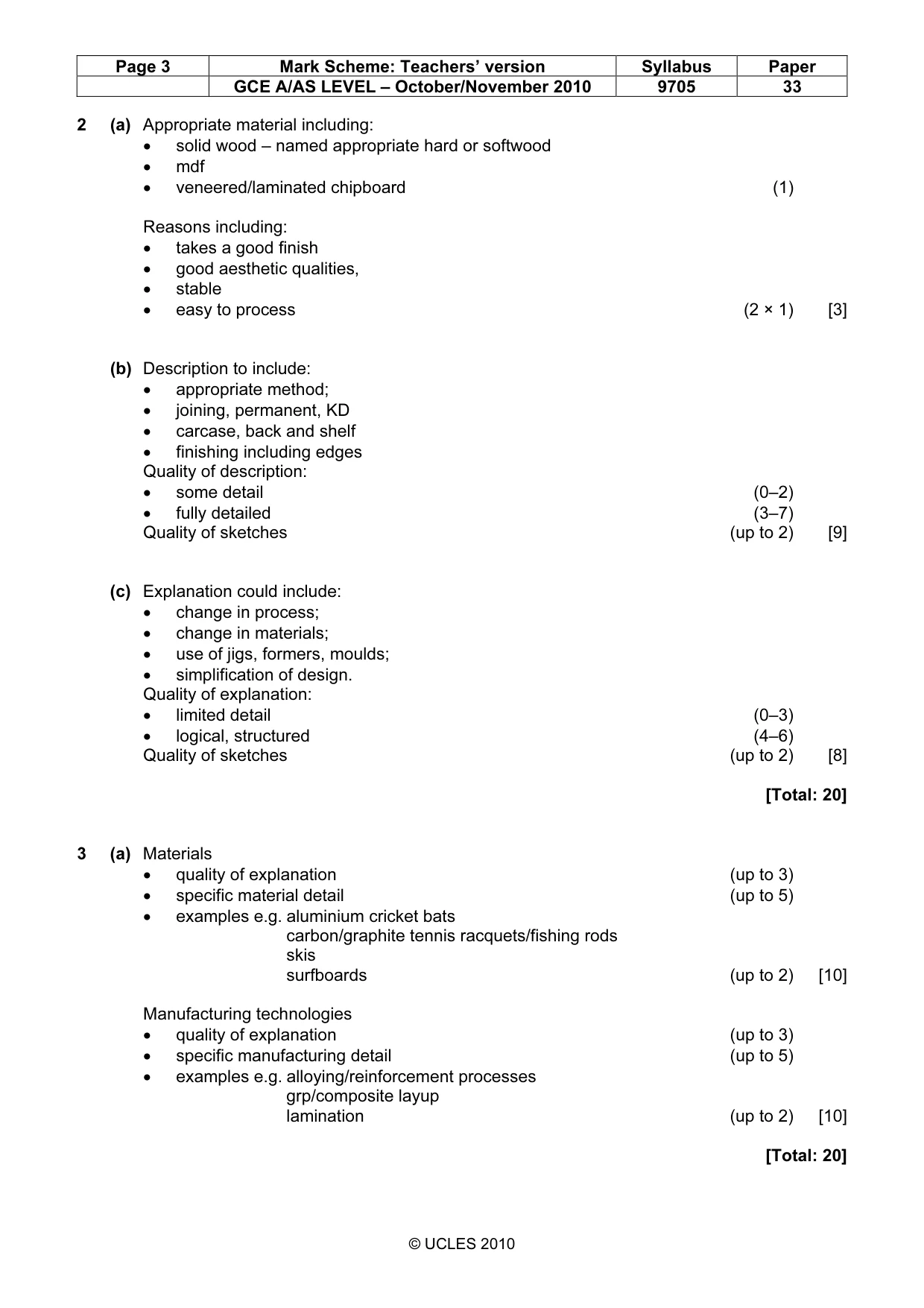 Mark scheme, page 3 of 6
