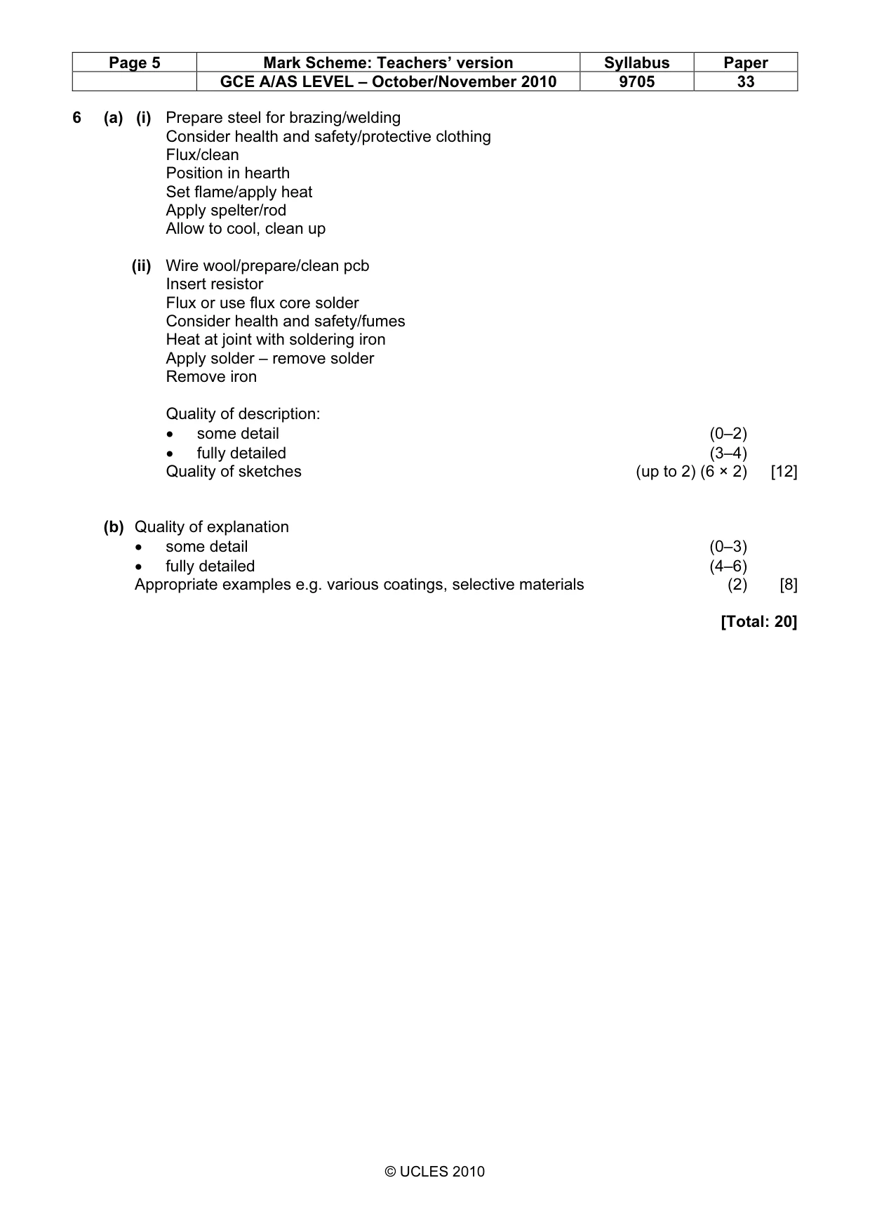 Mark scheme, page 5 of 6
