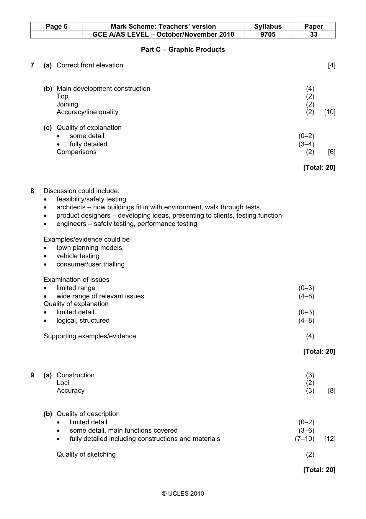 Mark scheme, page 6 of 6