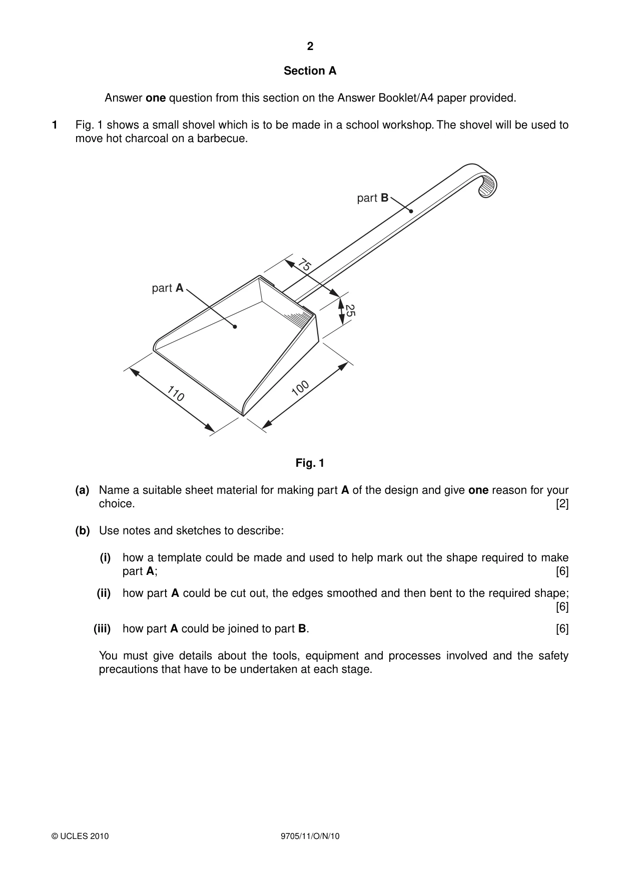 Cambridge A Level Design and Technology 9705 2010 Oct/Nov Paper 1 · Variant 1 question paper, page 2 of 12