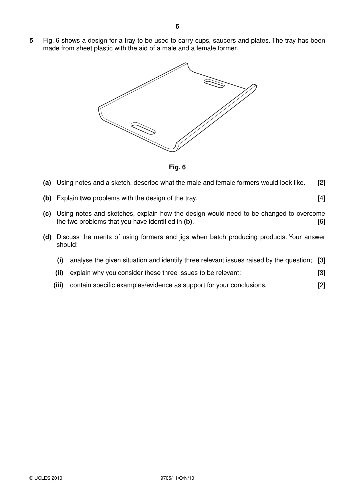 Cambridge A Level Design and Technology 9705 2010 Oct/Nov Paper 1 · Variant 1 question paper, page 6 of 12