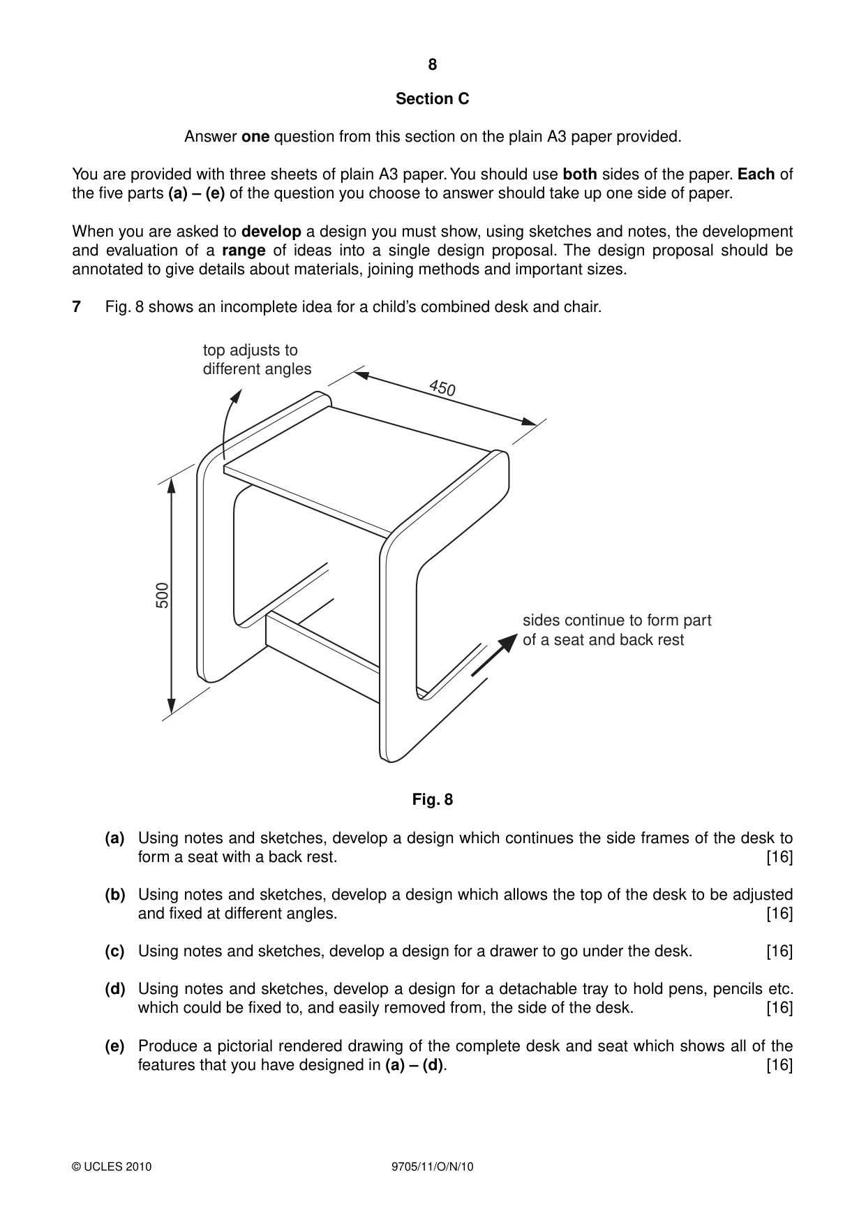 Cambridge A Level Design and Technology 9705 2010 Oct/Nov Paper 1 · Variant 1 question paper, page 8 of 12