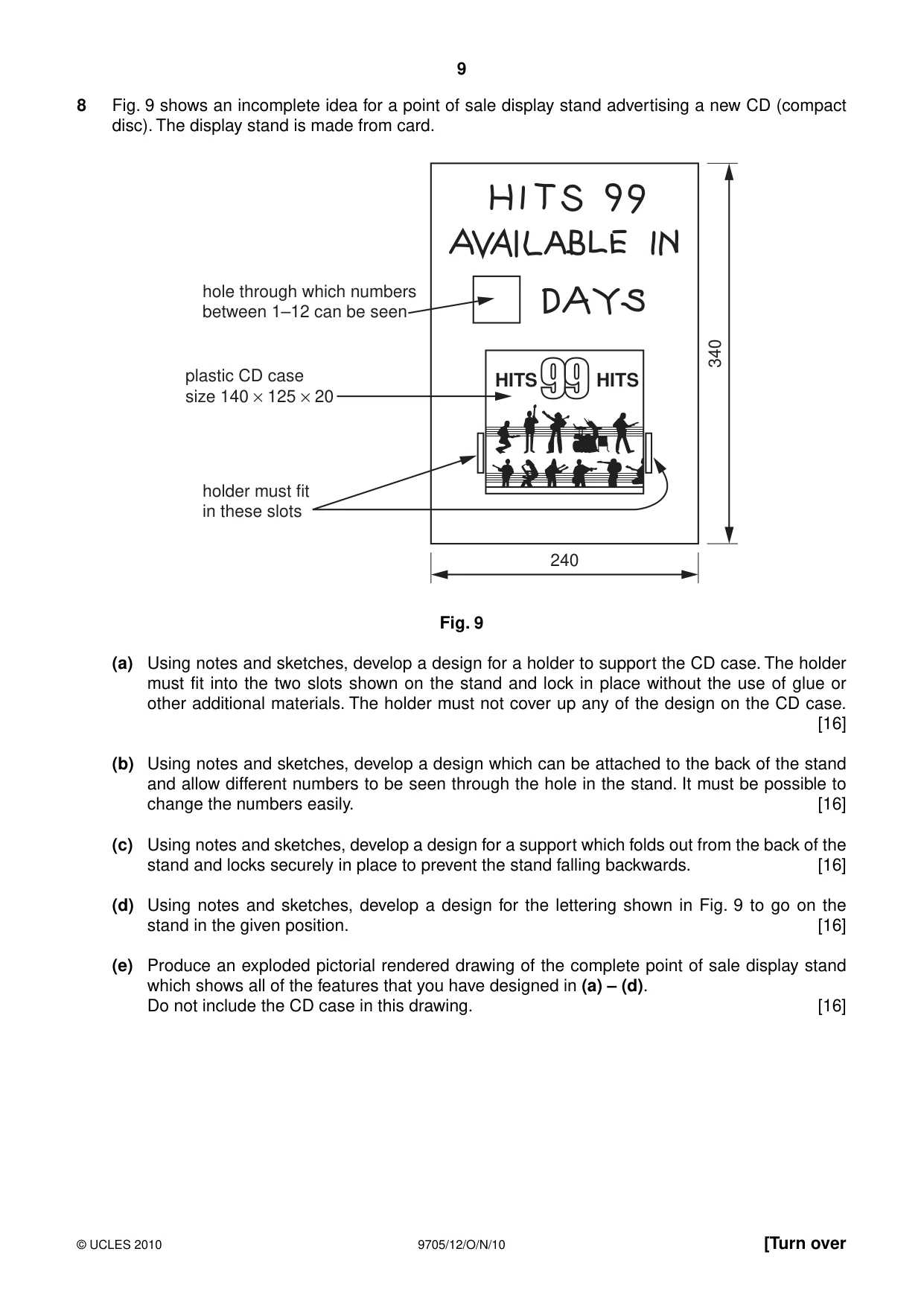 Cambridge A Level Design and Technology 9705 2010 Oct/Nov Paper 1 · Variant 2 question paper, page 9 of 12
