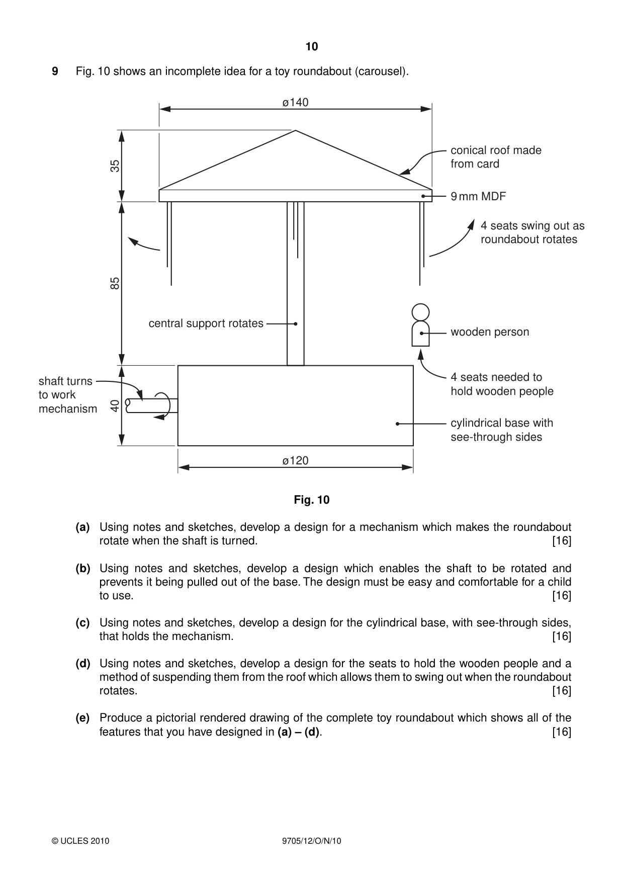 Cambridge A Level Design and Technology 9705 2010 Oct/Nov Paper 1 · Variant 2 question paper, page 10 of 12