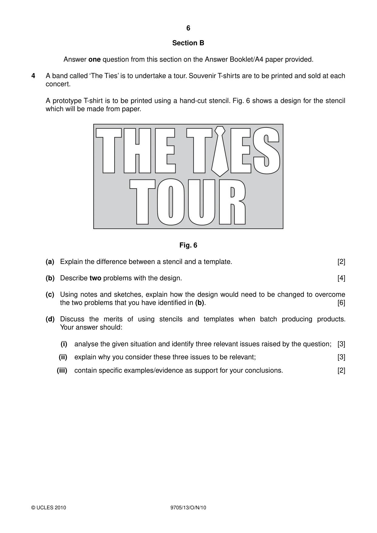 Cambridge A Level Design and Technology 9705 2010 Oct/Nov Paper 1 · Variant 3 question paper, page 6 of 12