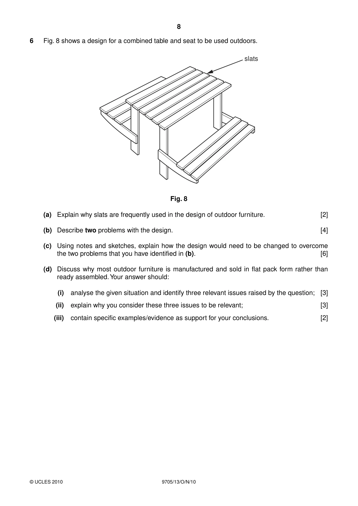 Cambridge A Level Design and Technology 9705 2010 Oct/Nov Paper 1 · Variant 3 question paper, page 8 of 12