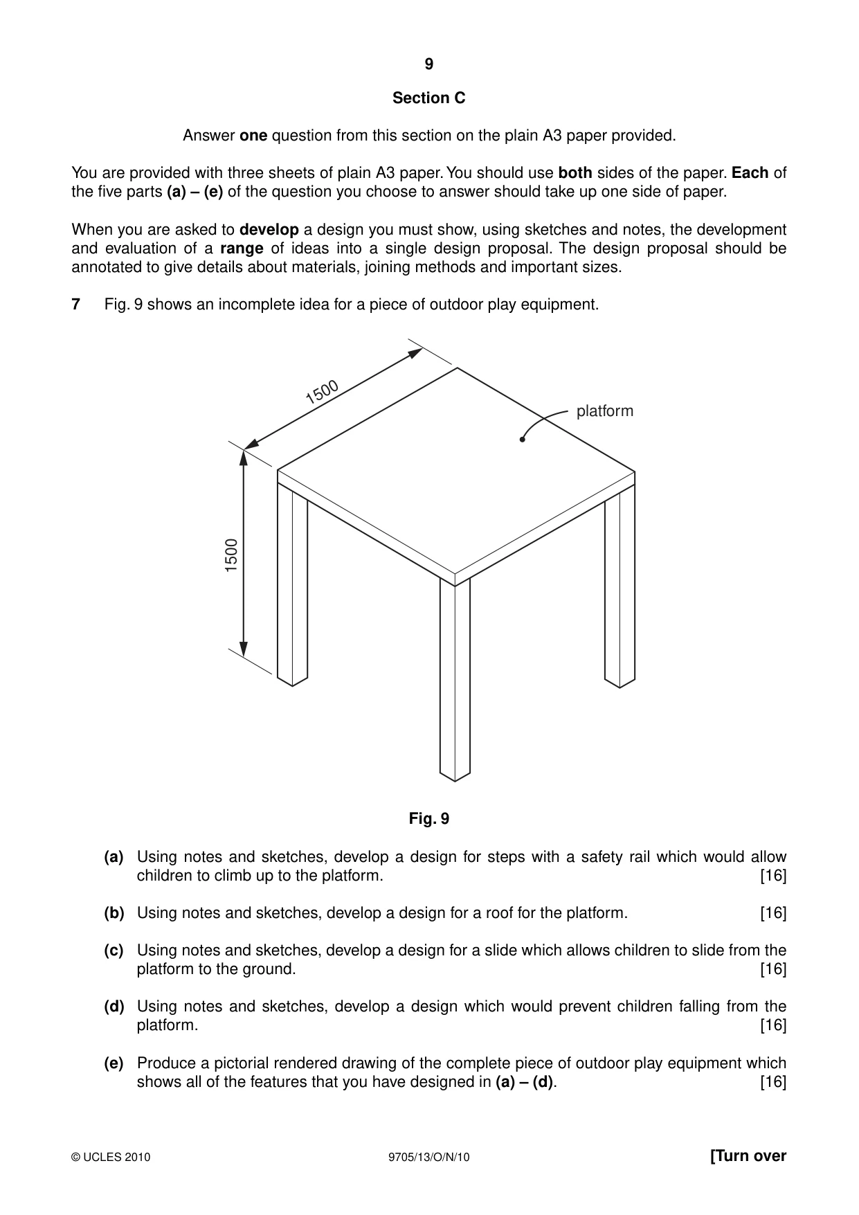 Cambridge A Level Design and Technology 9705 2010 Oct/Nov Paper 1 · Variant 3 question paper, page 9 of 12
