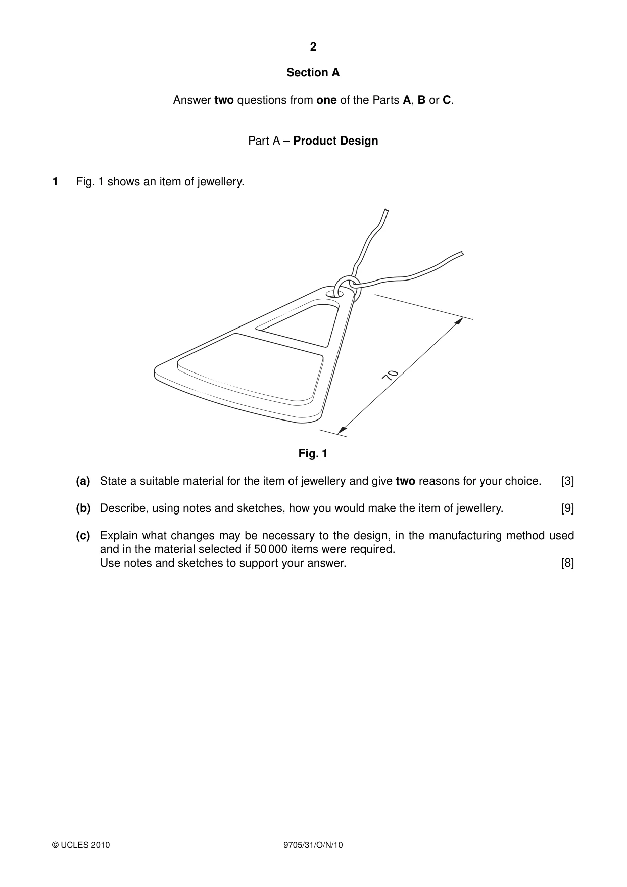 Cambridge A Level Design and Technology 9705 2010 Oct/Nov Paper 3 · Variant 1 question paper, page 2 of 12