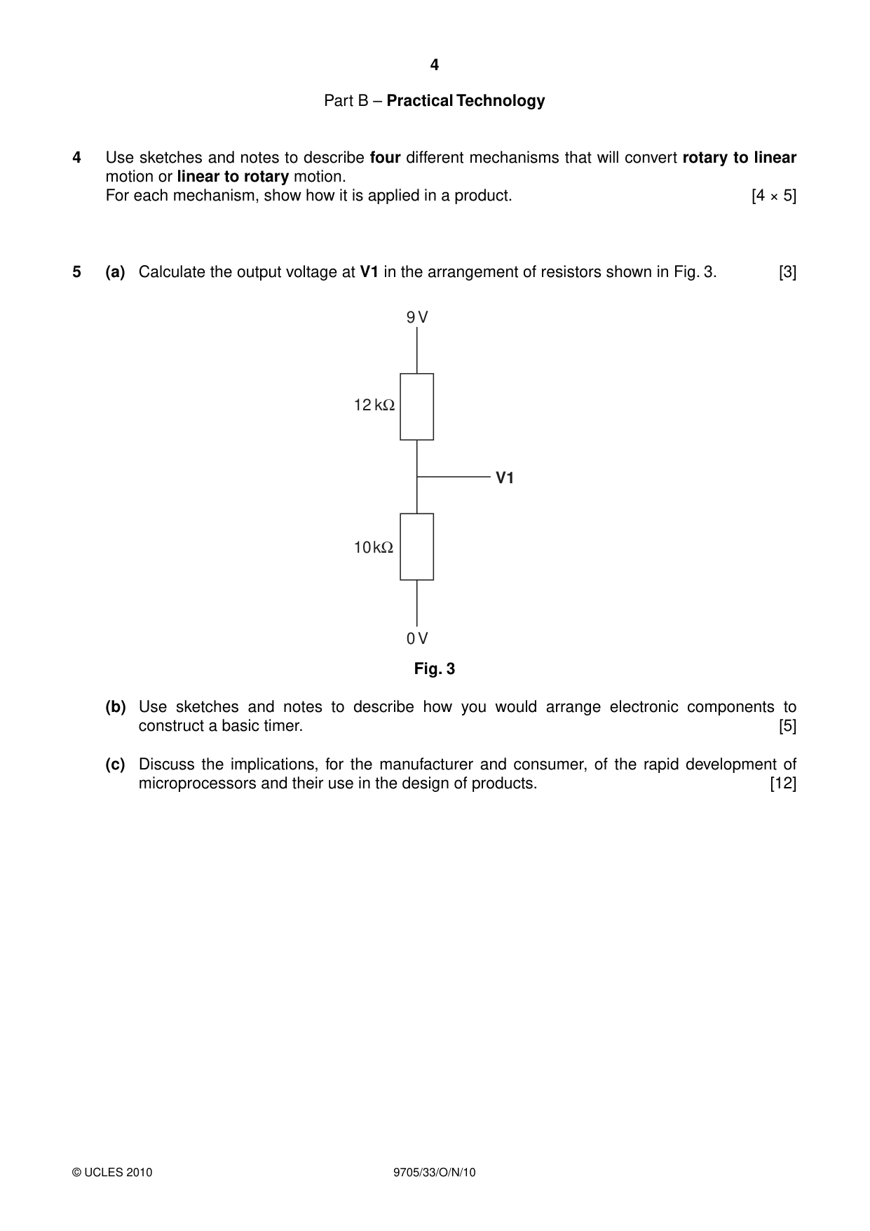 Cambridge A Level Design and Technology 9705 2010 Oct/Nov Paper 3 · Variant 3 question paper, page 4 of 12