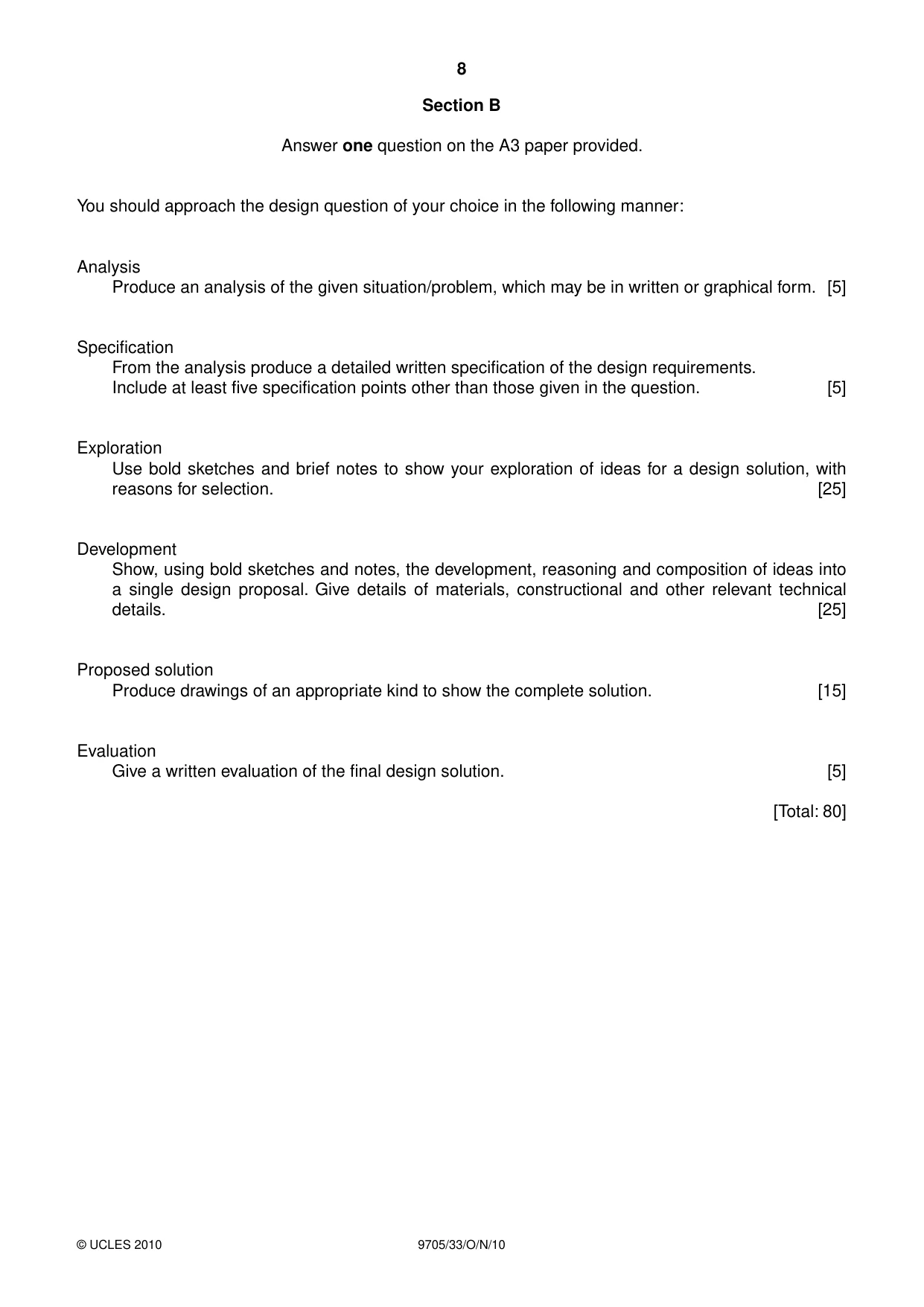 Cambridge A Level Design and Technology 9705 2010 Oct/Nov Paper 3 · Variant 3 question paper, page 8 of 12