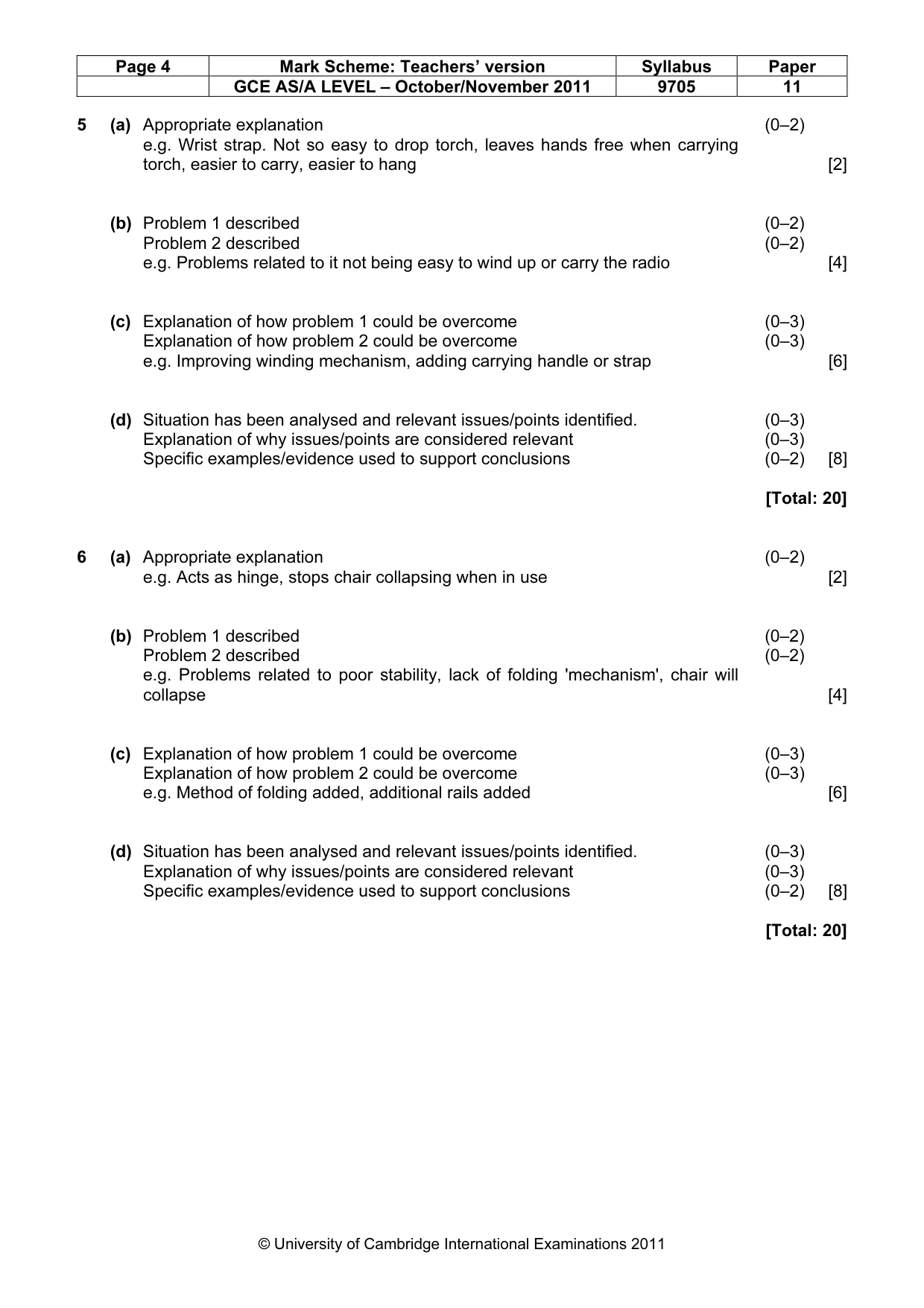 Mark scheme, page 4 of 5