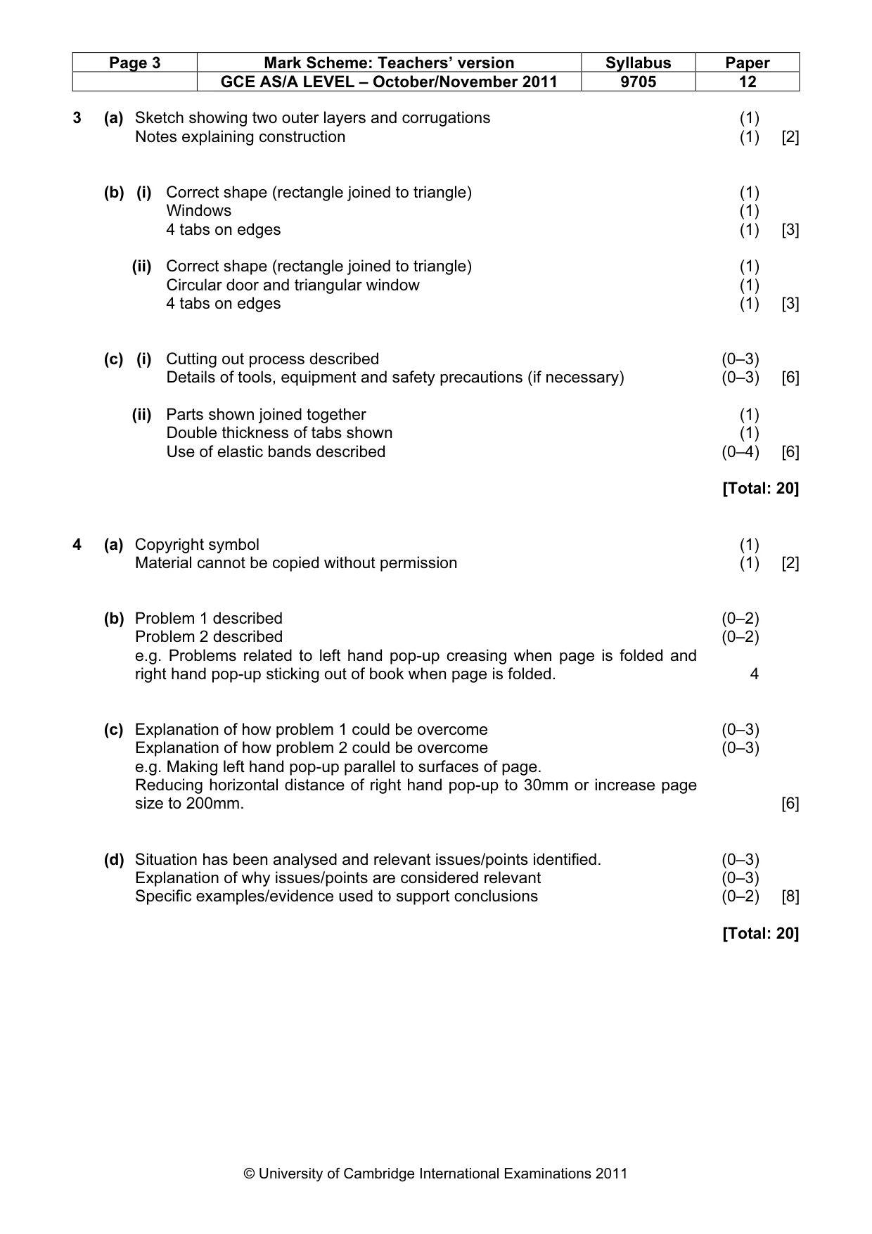 Mark scheme, page 3 of 5