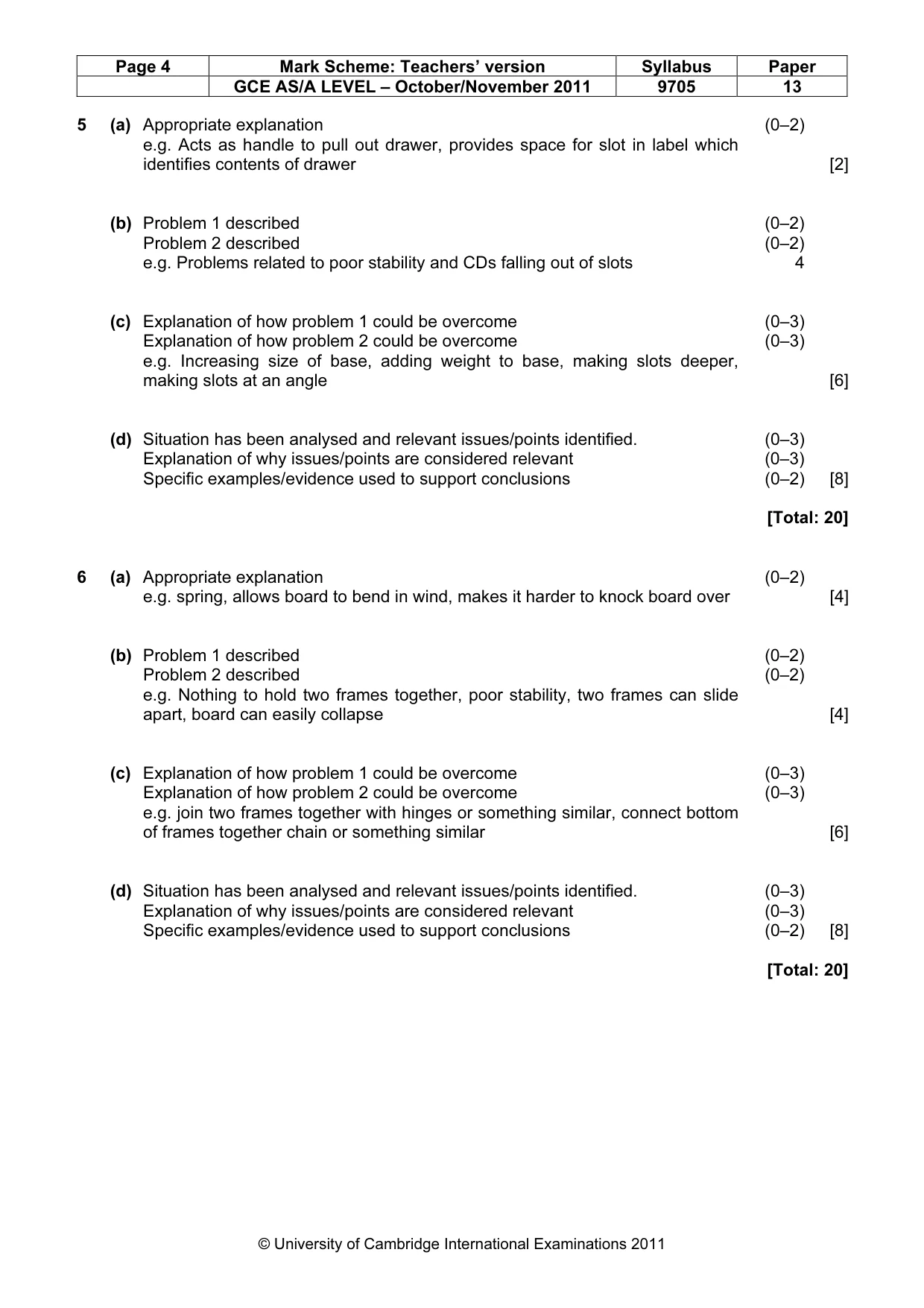 Mark scheme, page 4 of 5