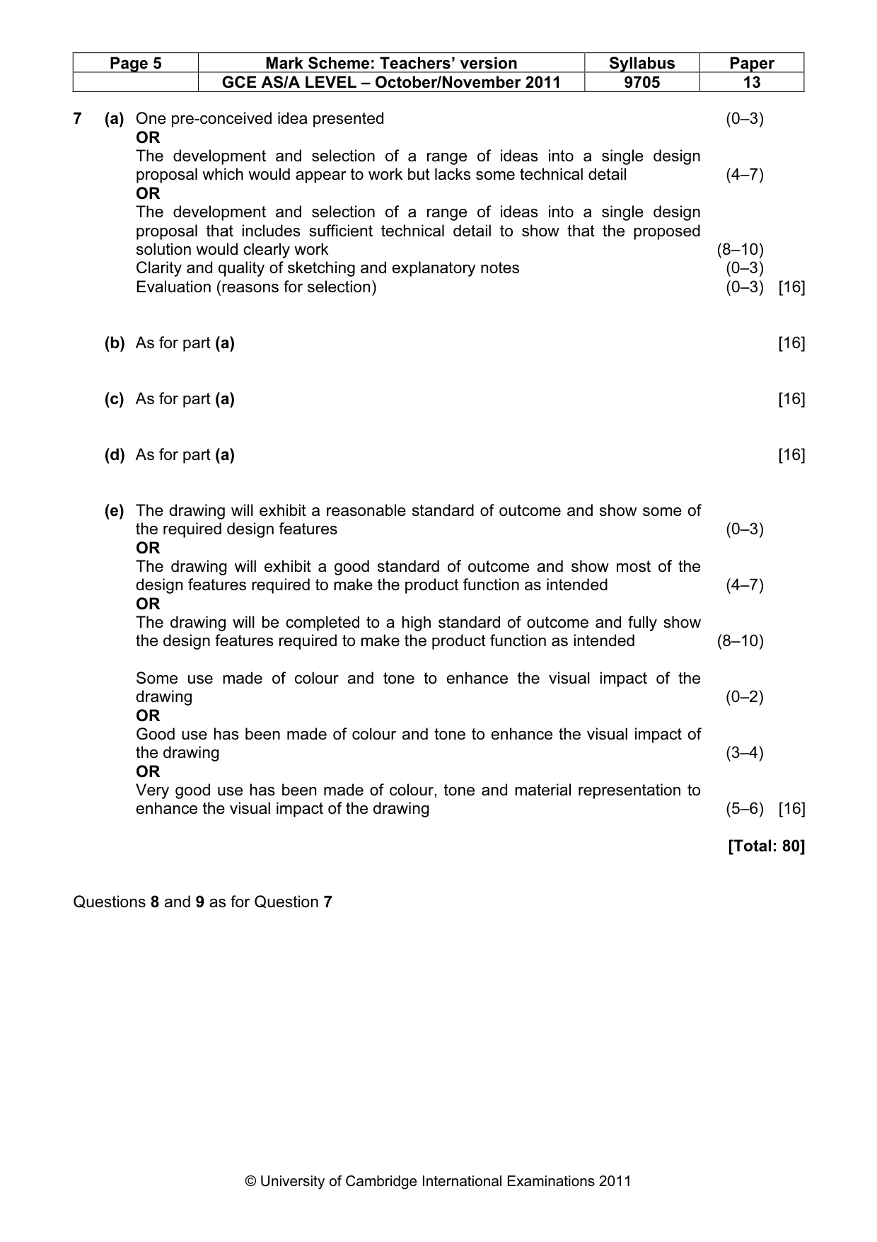 Mark scheme, page 5 of 5